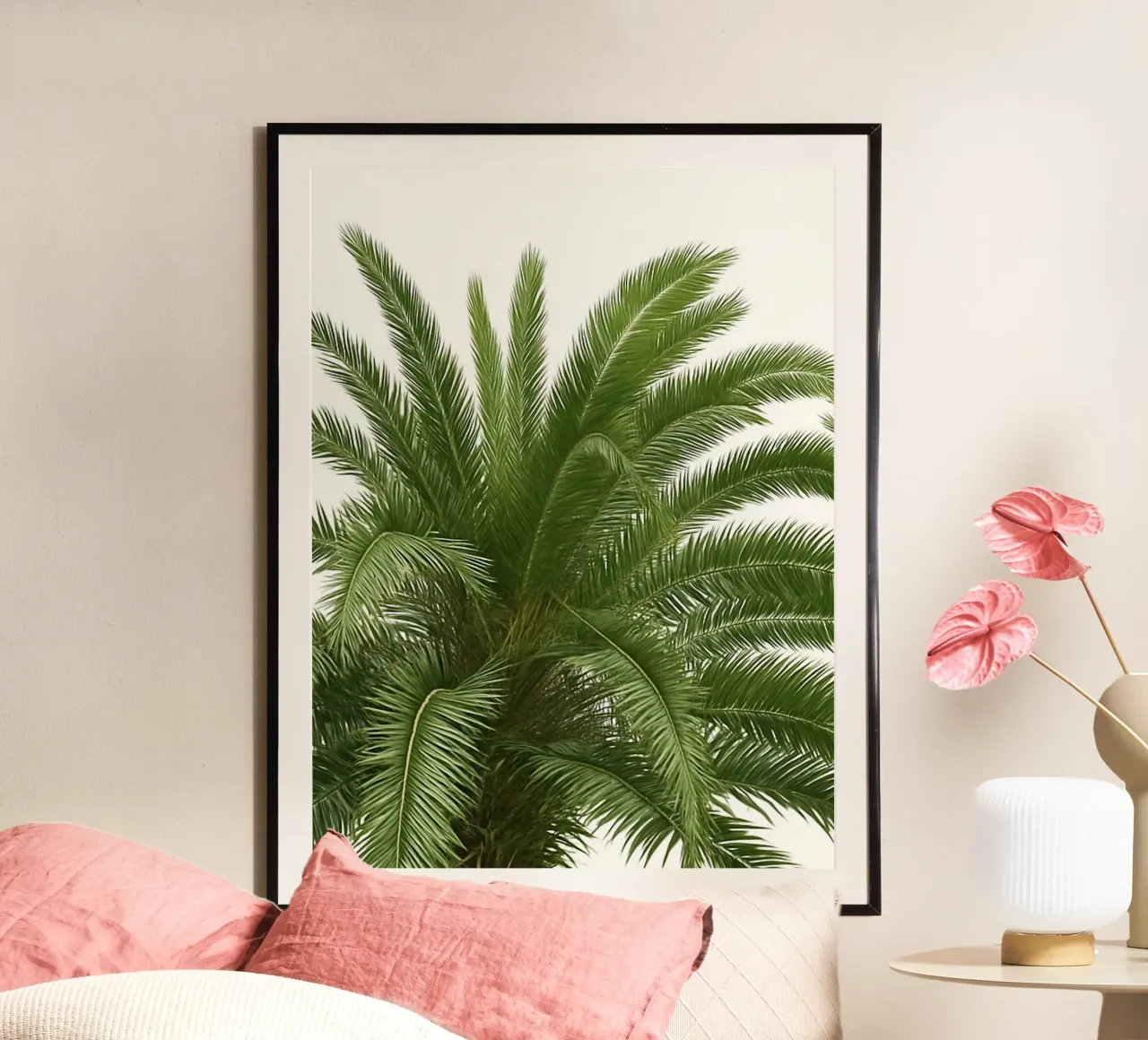 Palma tropicale Green Vibes poster con telaio in alluminio da Casa Calm