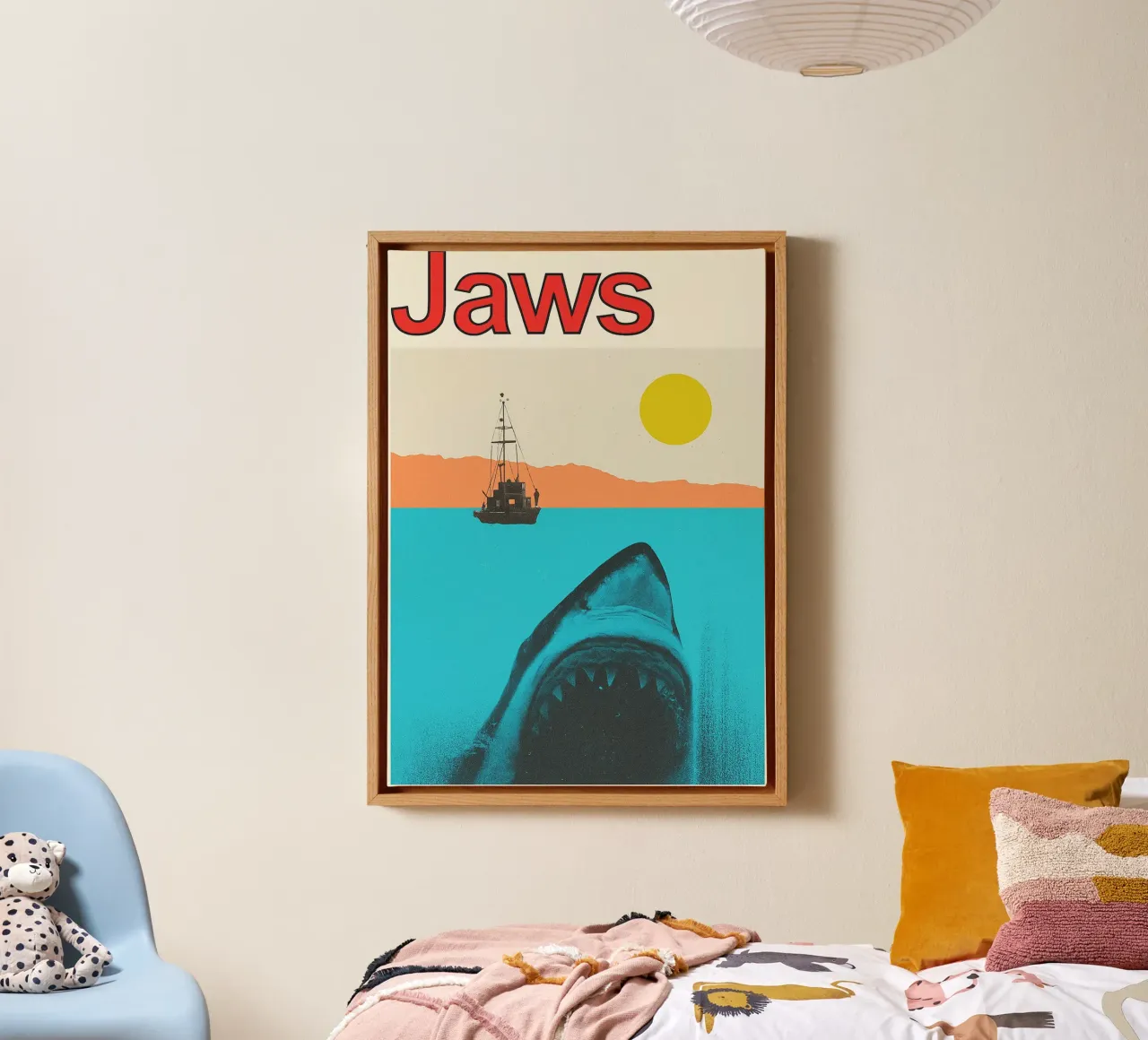 filmposter Jaws tekening canvas met Baklijst van groogoals