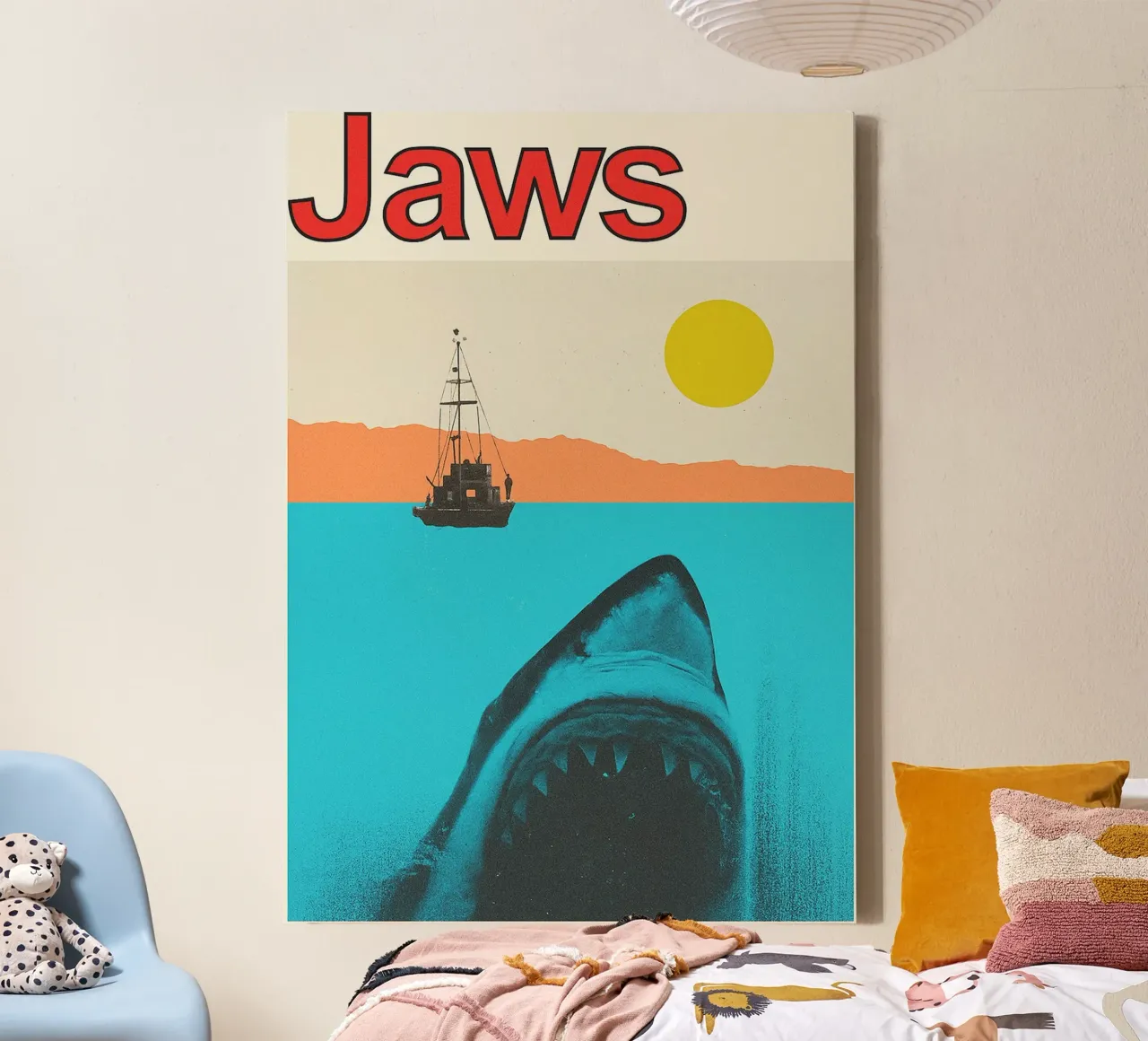 filmposter Jaws tekening canvas met Baklijst van groogoals
