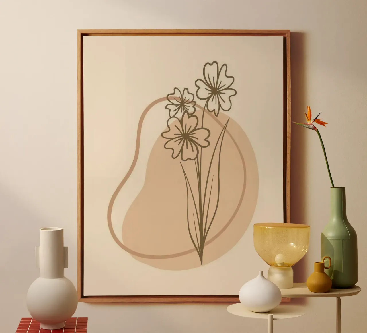line shape flower canvas met Baklijst van Good days