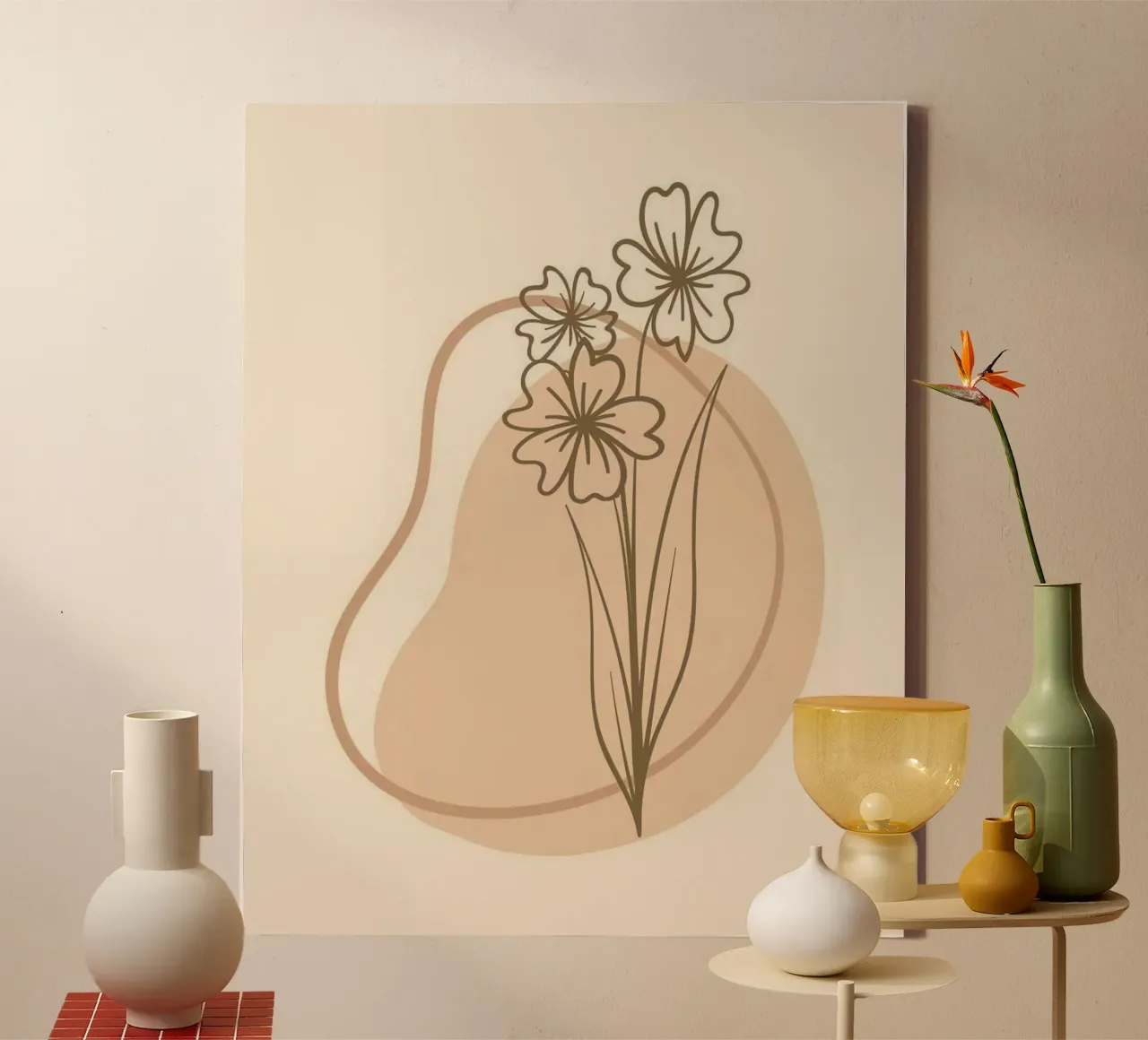 line shape flower canvas met Baklijst van Good days