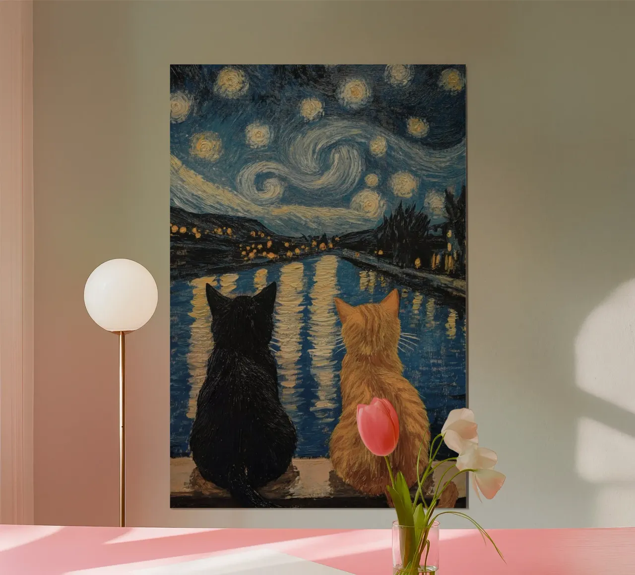 couple cat on lake poster da Good days