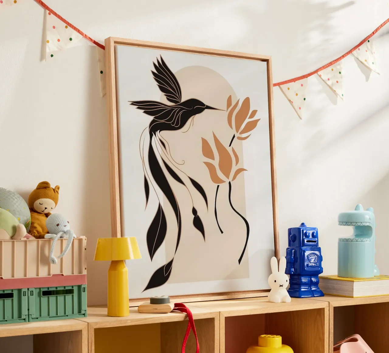 birds fly on window tela con Cornice a cassetta da lily