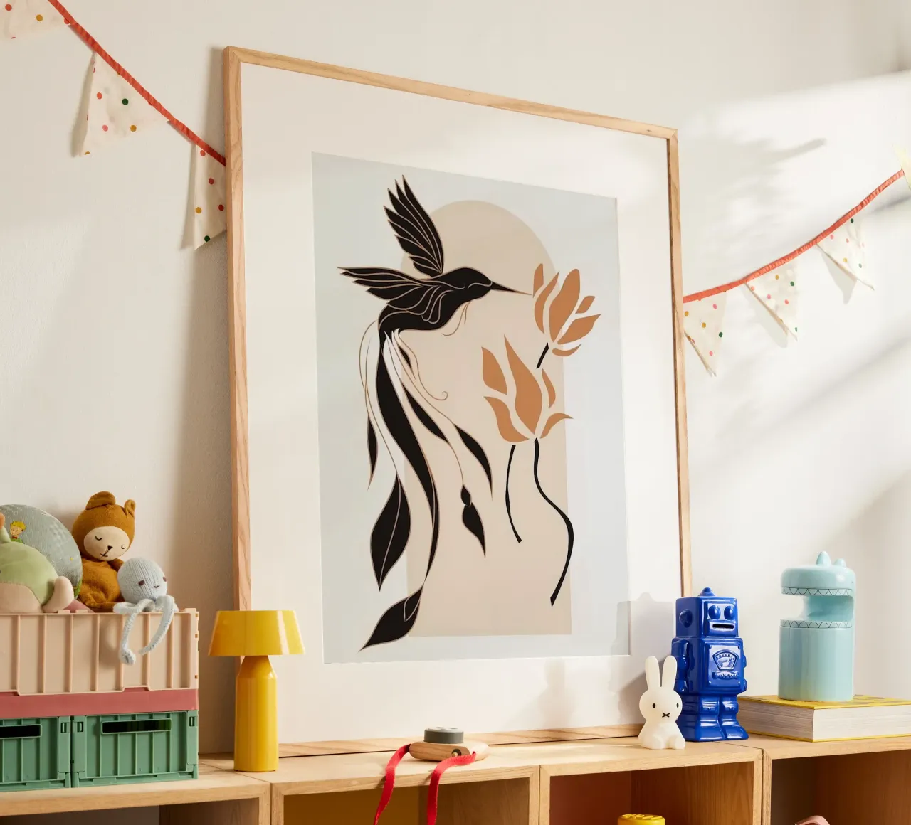 birds fly on window poster da lily