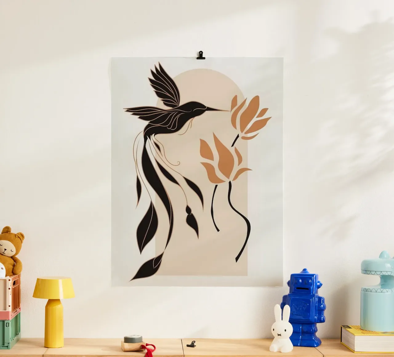 birds fly on window poster da lily