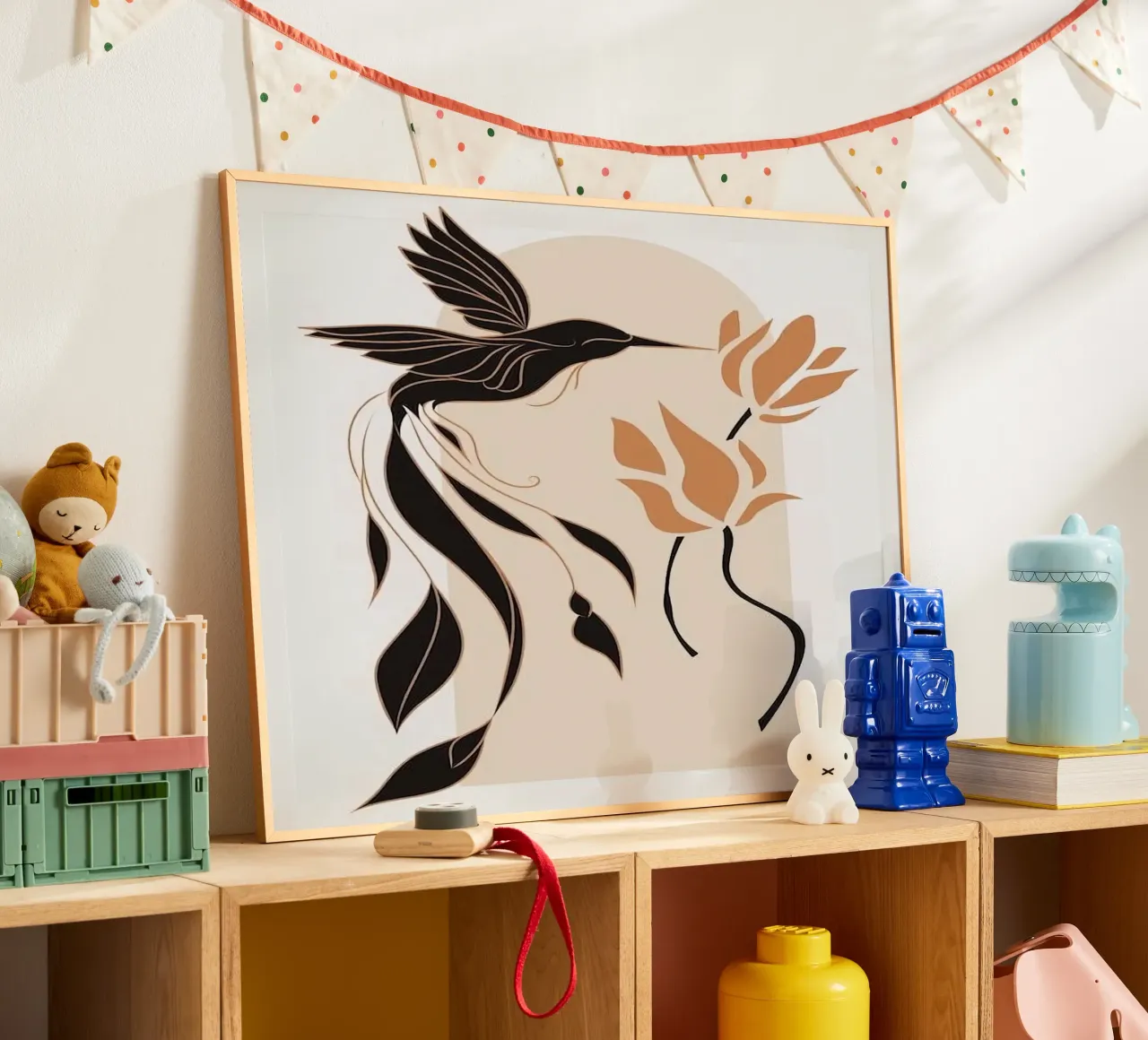 birds fly on window poster da lily