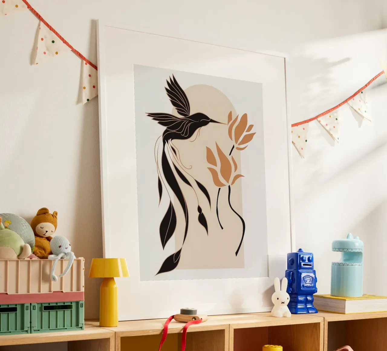 birds fly on window poster da lily