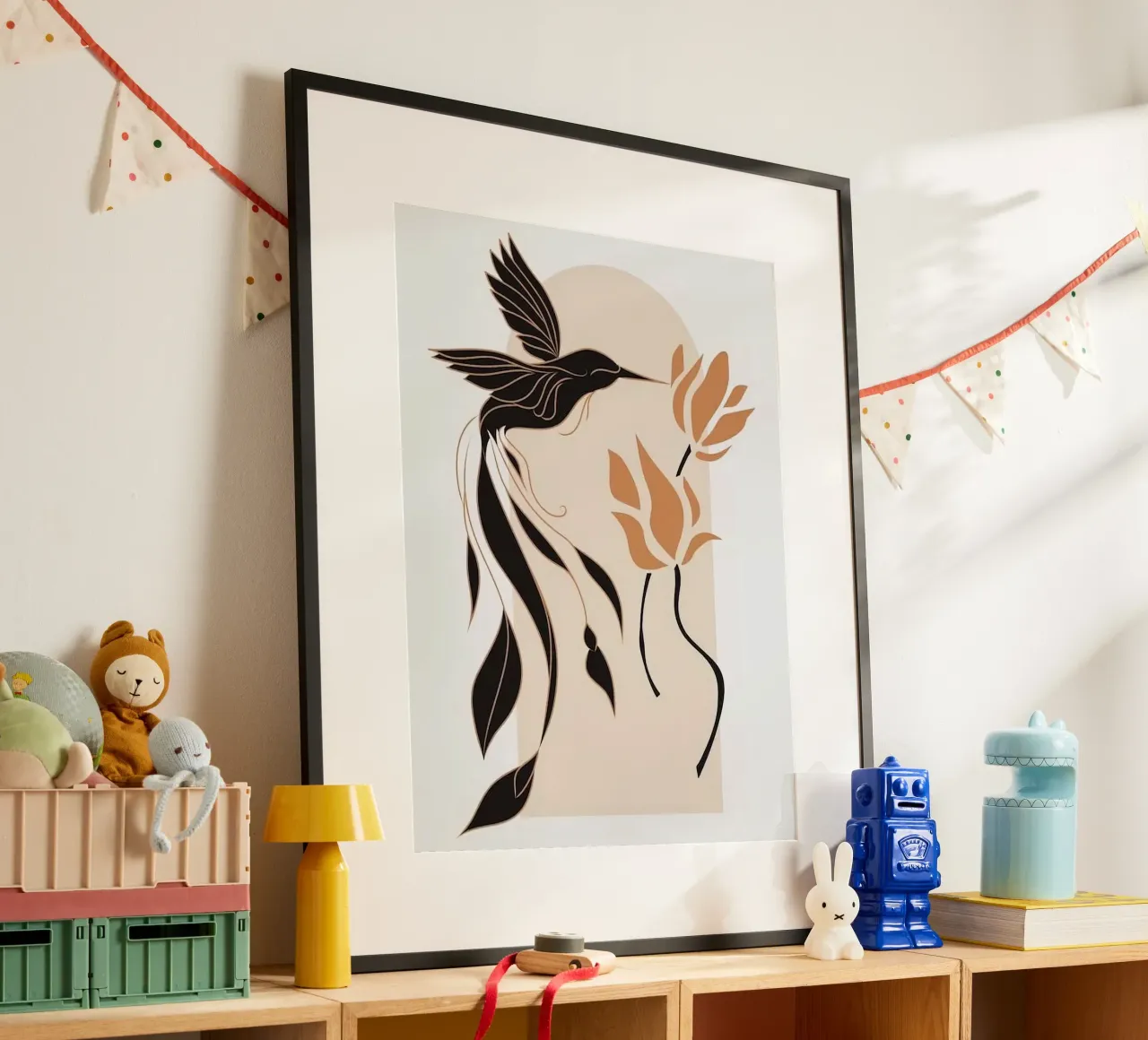 birds fly on window poster da lily