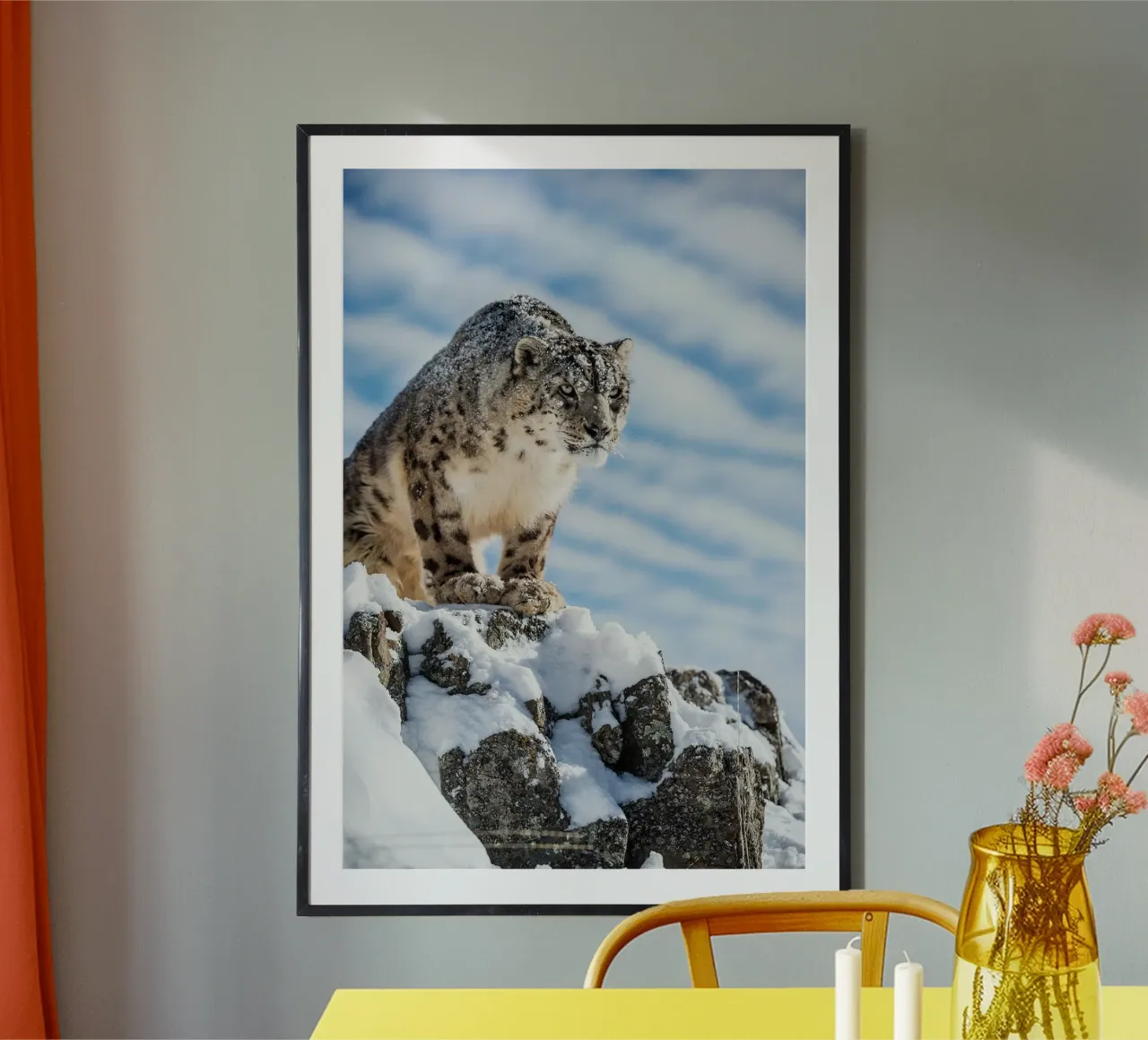 Leopardo delle nevi (Panthera india) poster da David Jackson