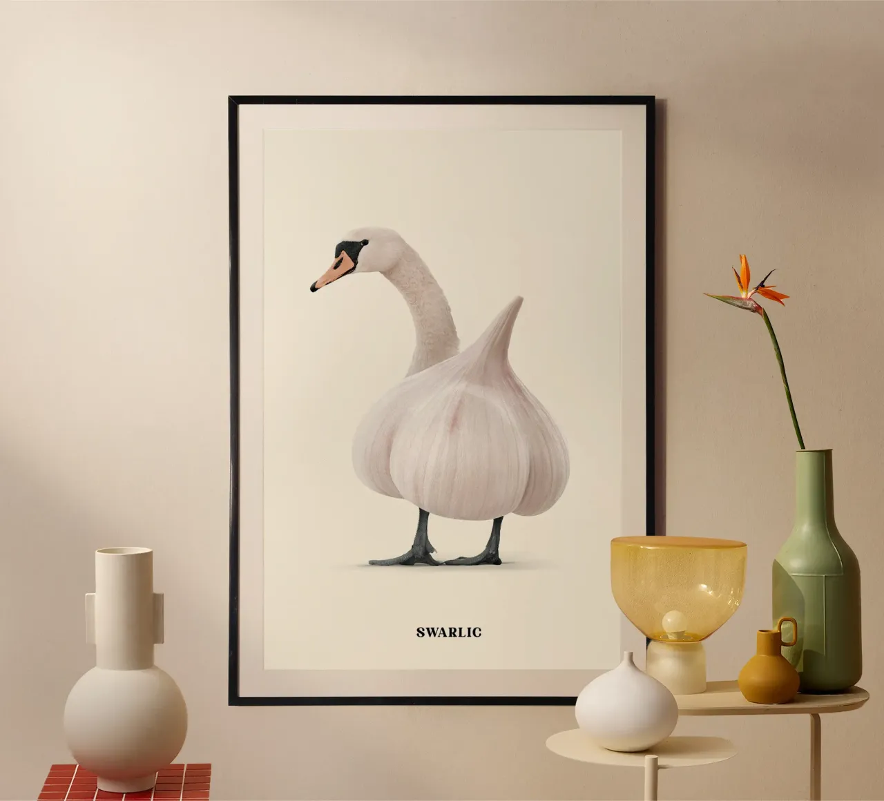 Swarlic di Jonas Loose poster con telaio in legno da David Jackson