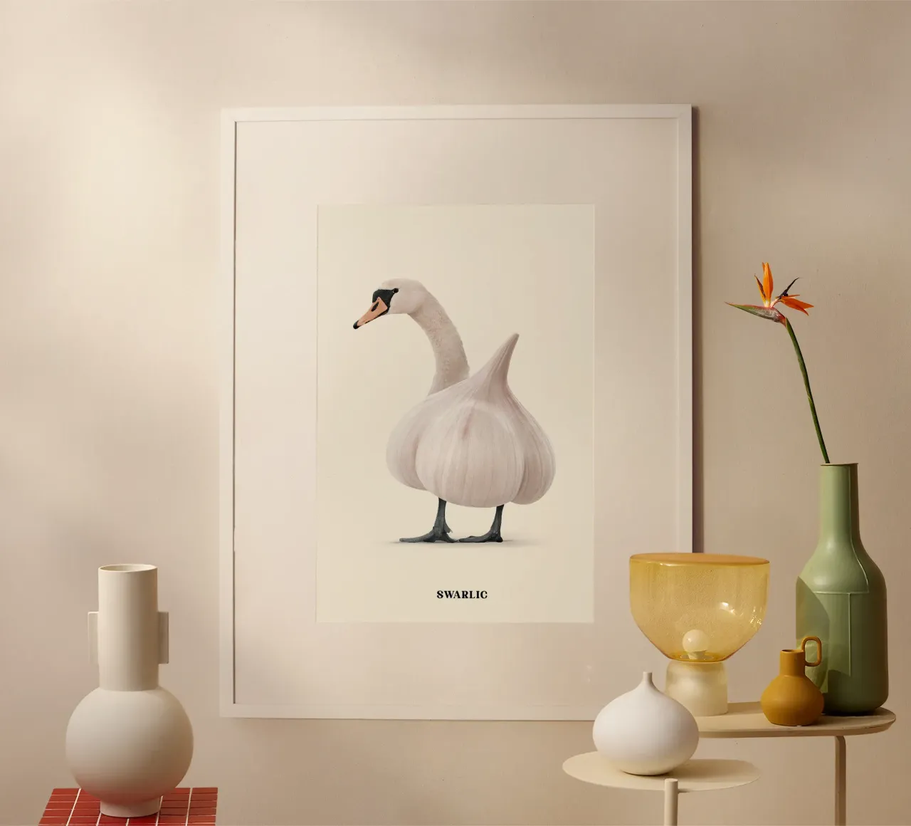 Swarlic di Jonas Loose poster con telaio in legno da David Jackson
