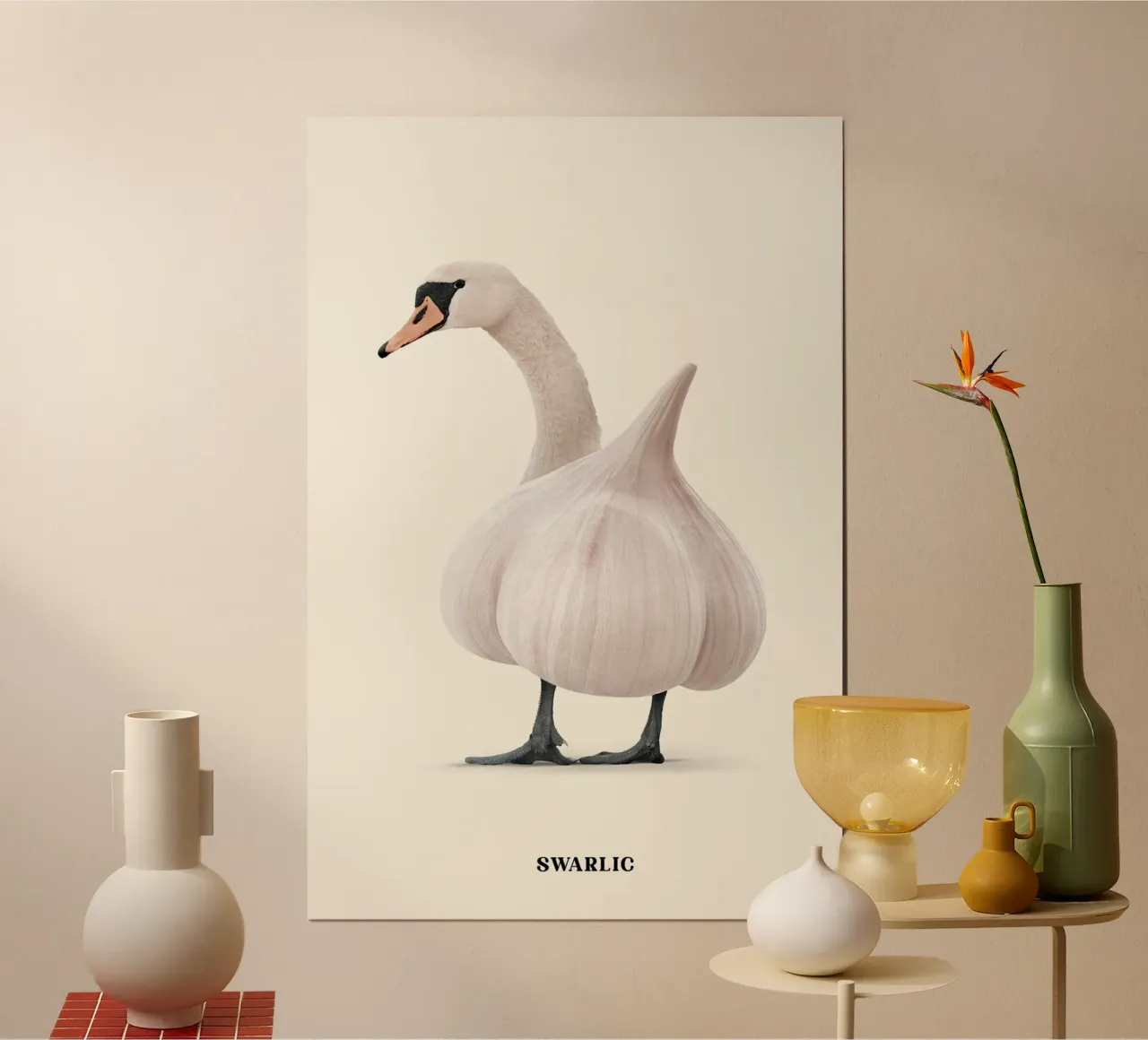Swarlic di Jonas Loose poster con telaio in legno da David Jackson