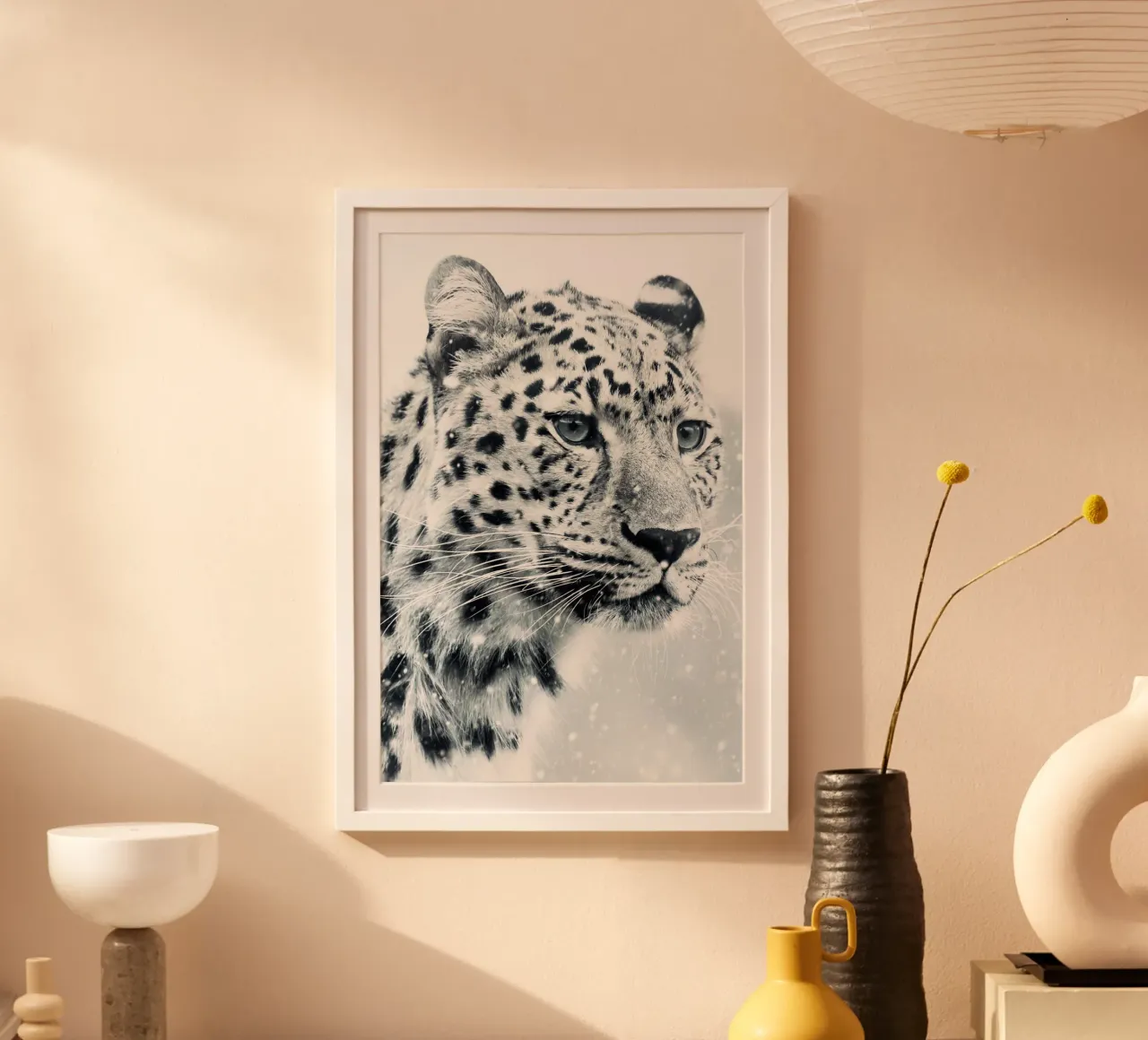 Ritratto di leopardo delle nevi bianco poster da David Jackson