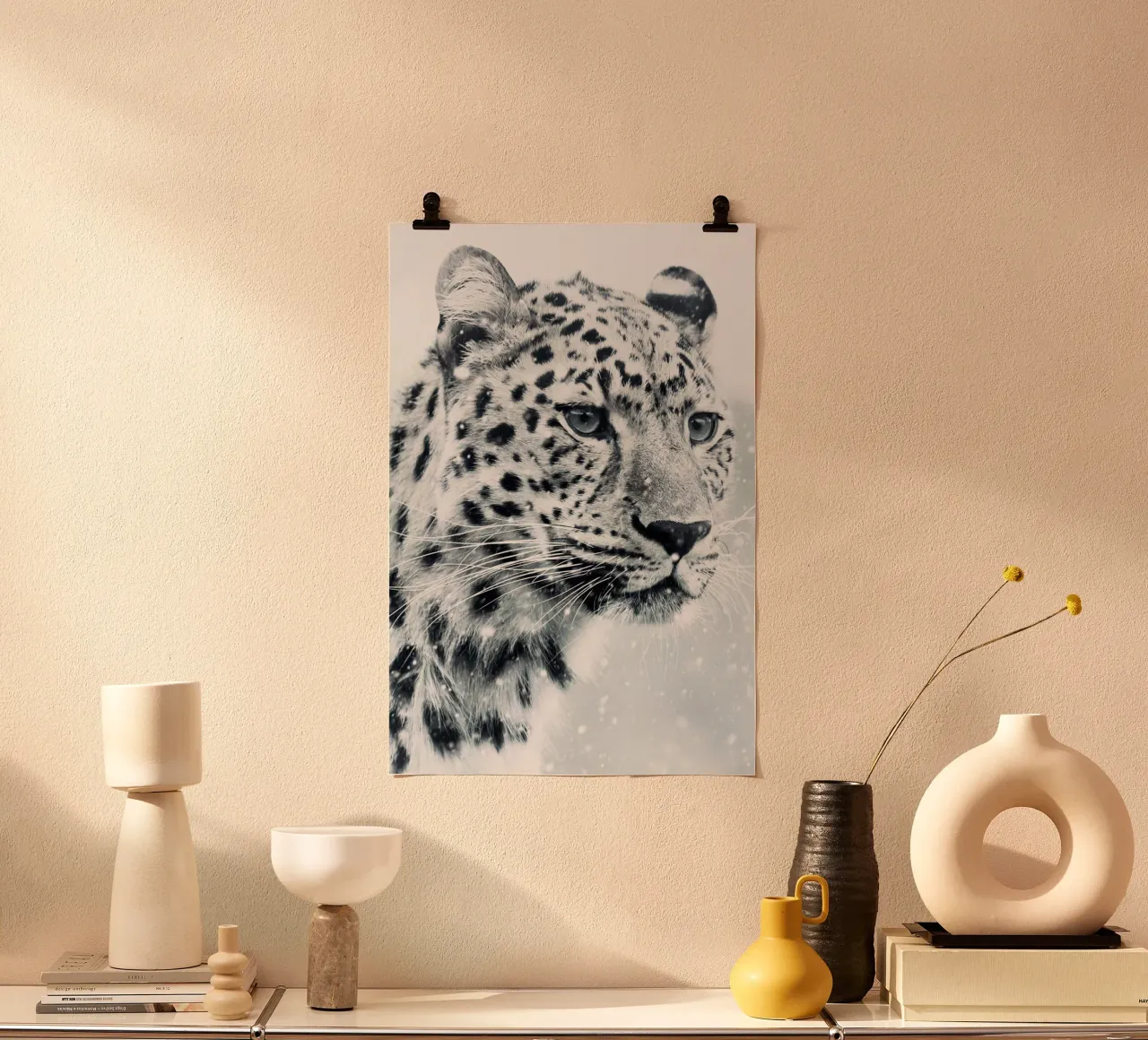 Ritratto di leopardo delle nevi bianco poster da David Jackson