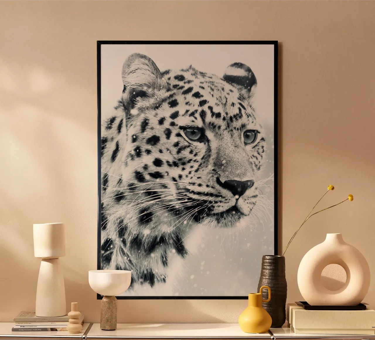 Ritratto di leopardo delle nevi bianco poster da David Jackson