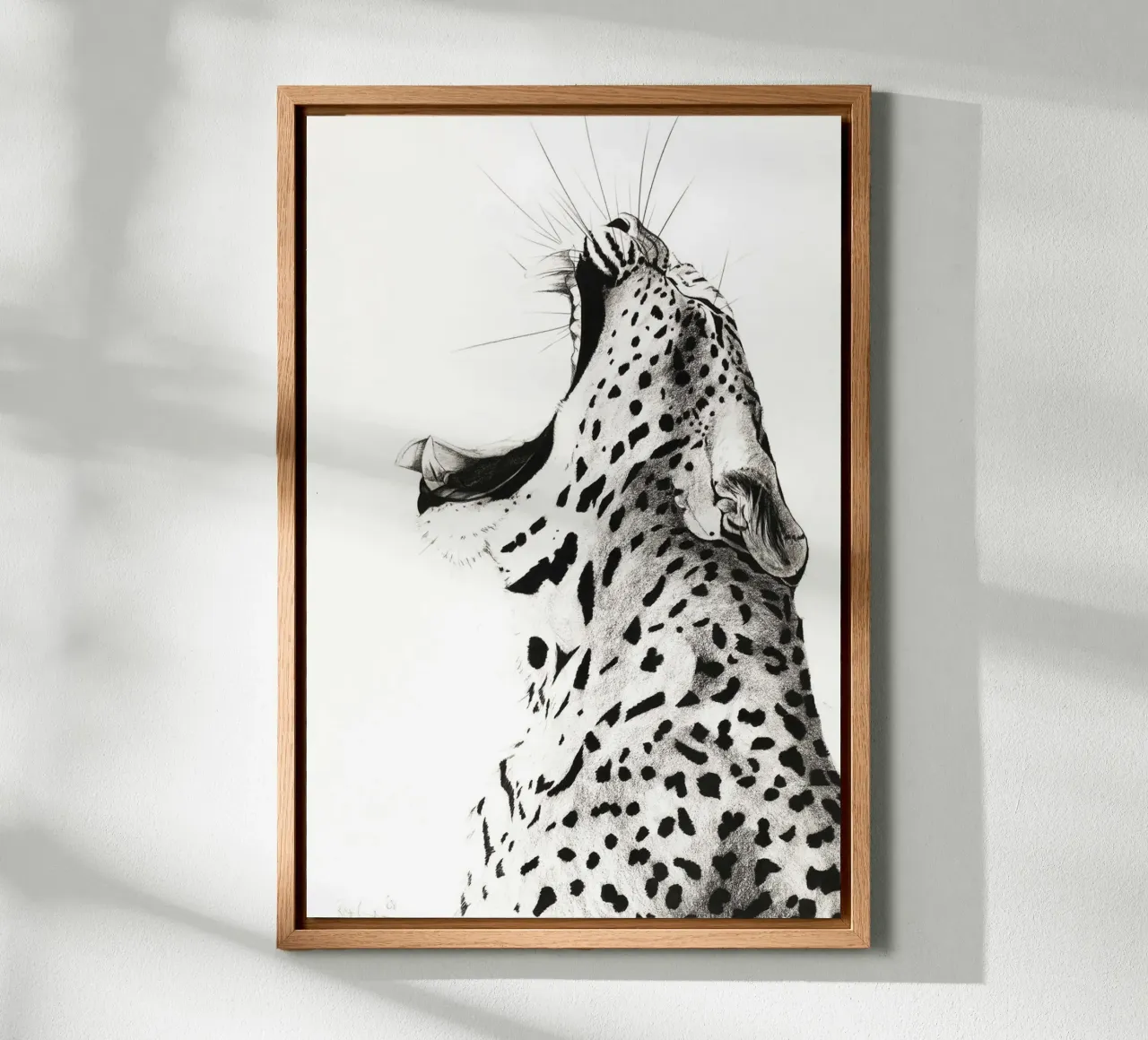Leopardo sbadigliante tela con Cornice a cassetta da David Jackson