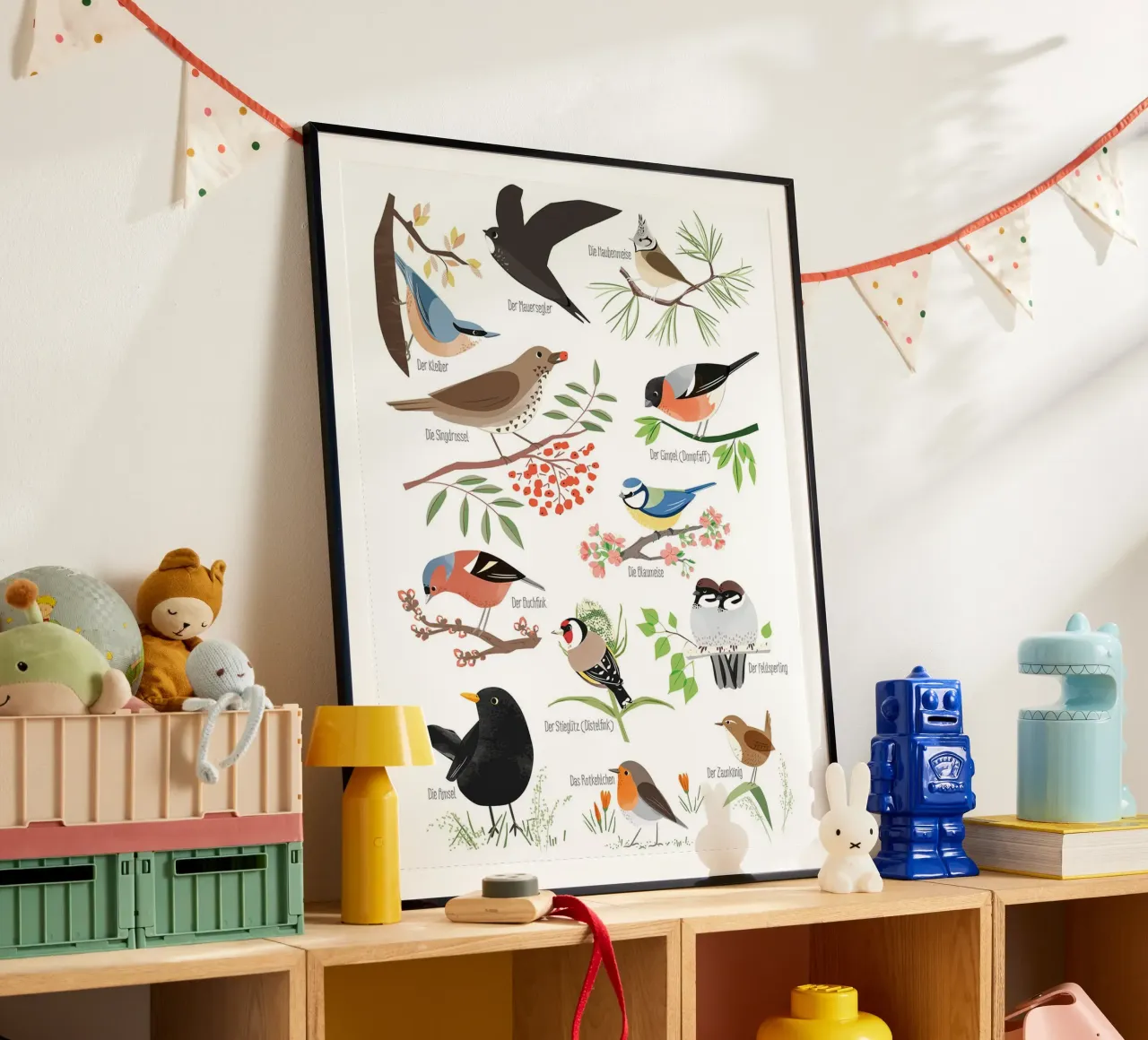 Uccelli da giardino (tedesco) poster con telaio in alluminio da David Jackson