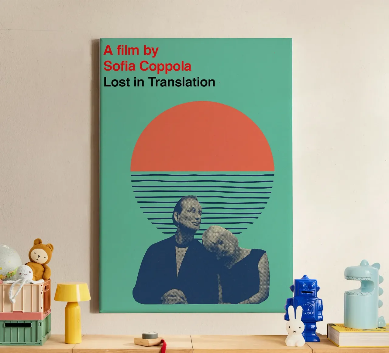 filmposter lost in translation tekening canvas met Baklijst van groogoals