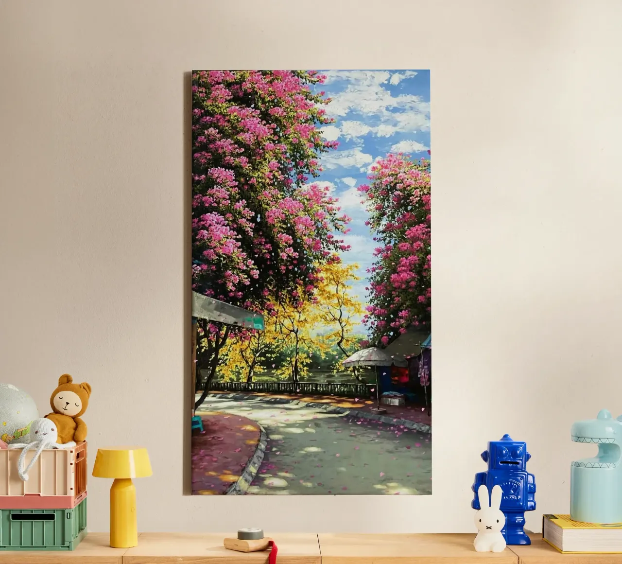 curve way blossom canvas met Baklijst van lily