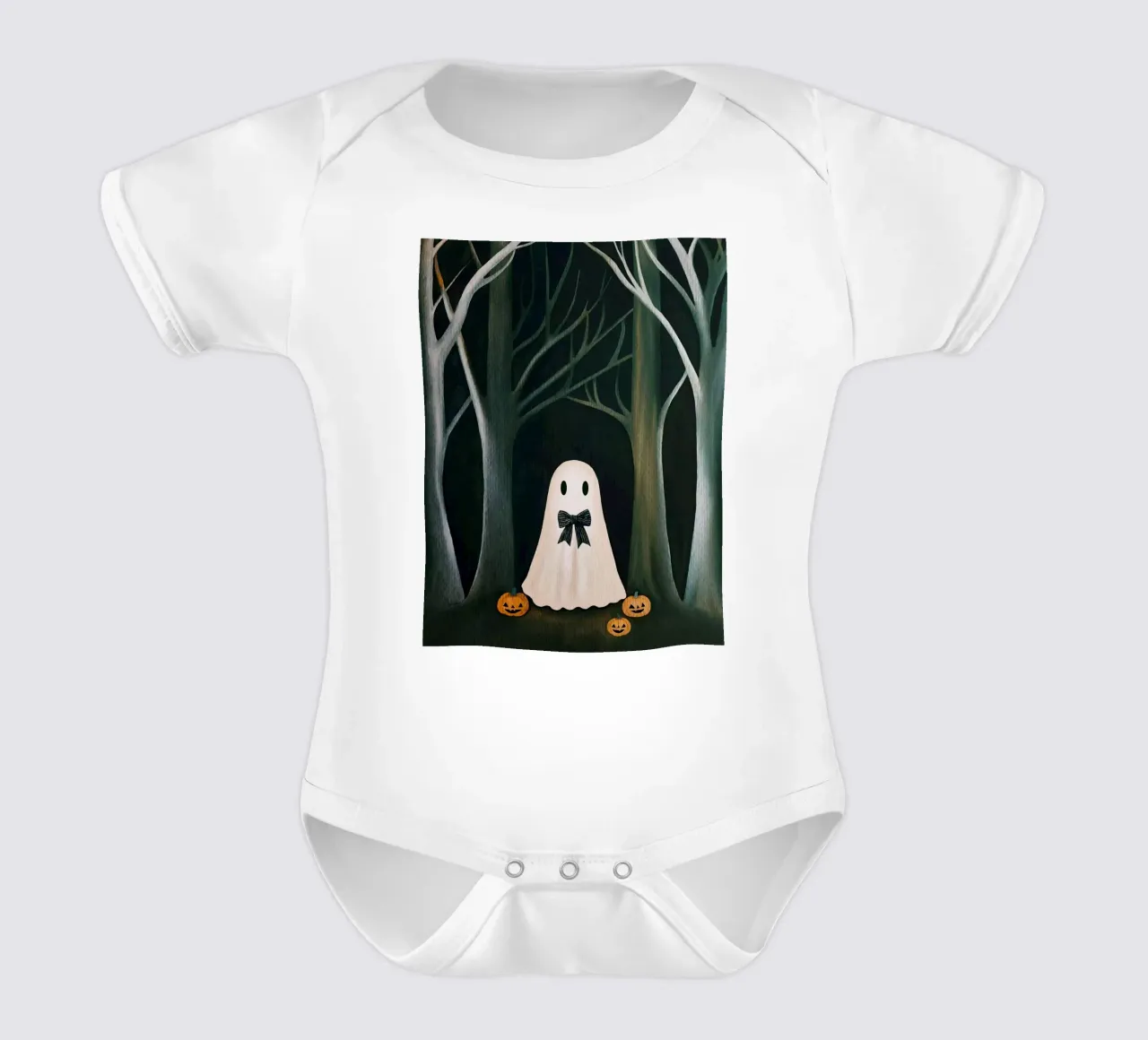 The Preppy Ghost short-sleeve baby romper by cafelab