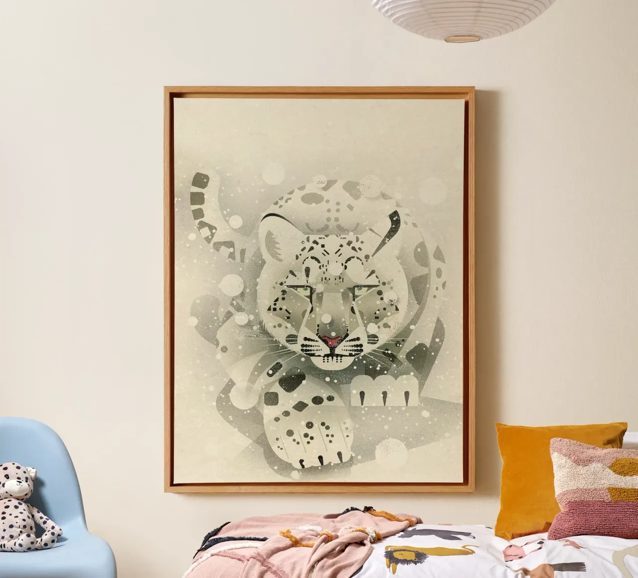 Snow Leopard canvas met Baklijst van David Jackson