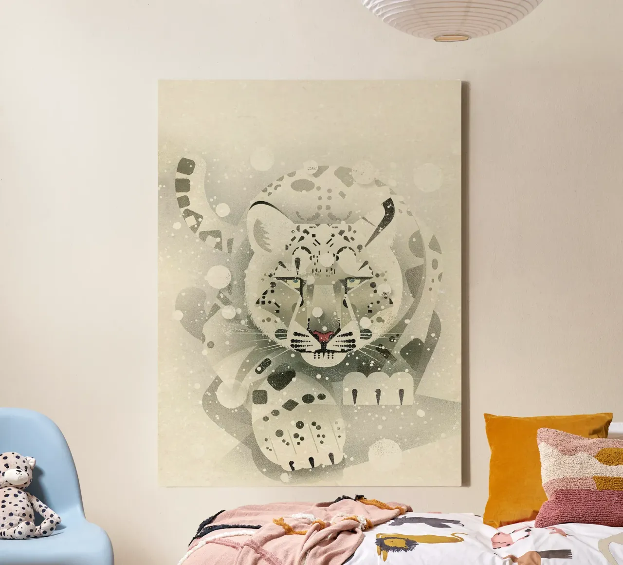 Snow Leopard canvas met Baklijst van David Jackson