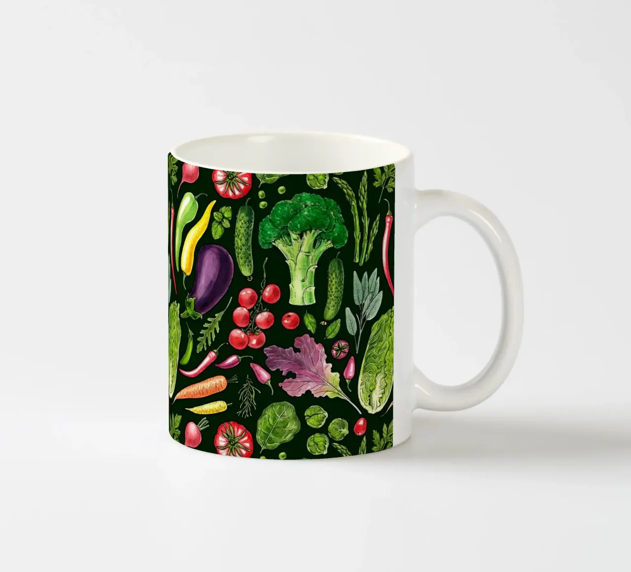 Raccolta di verdure ed erbe aromatiche in nero tazza in ceramica da Painted Nature