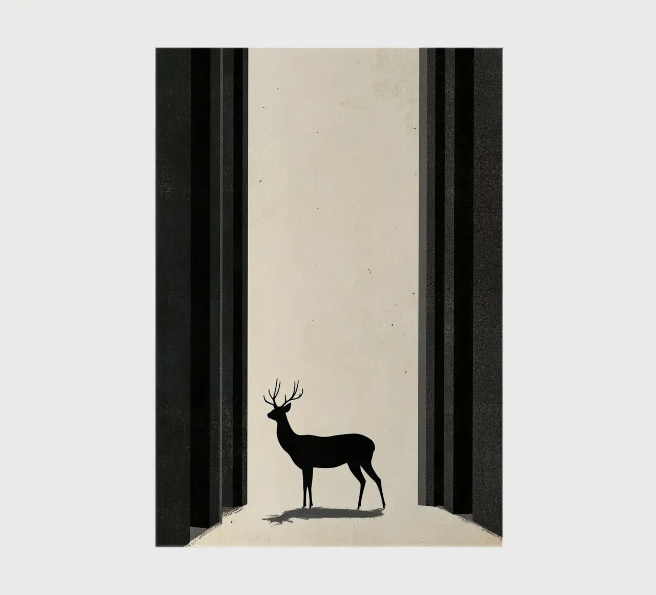 Serene Wanderer - Modern Minimalist Deer & Arches Art Print notebook by Synthaira