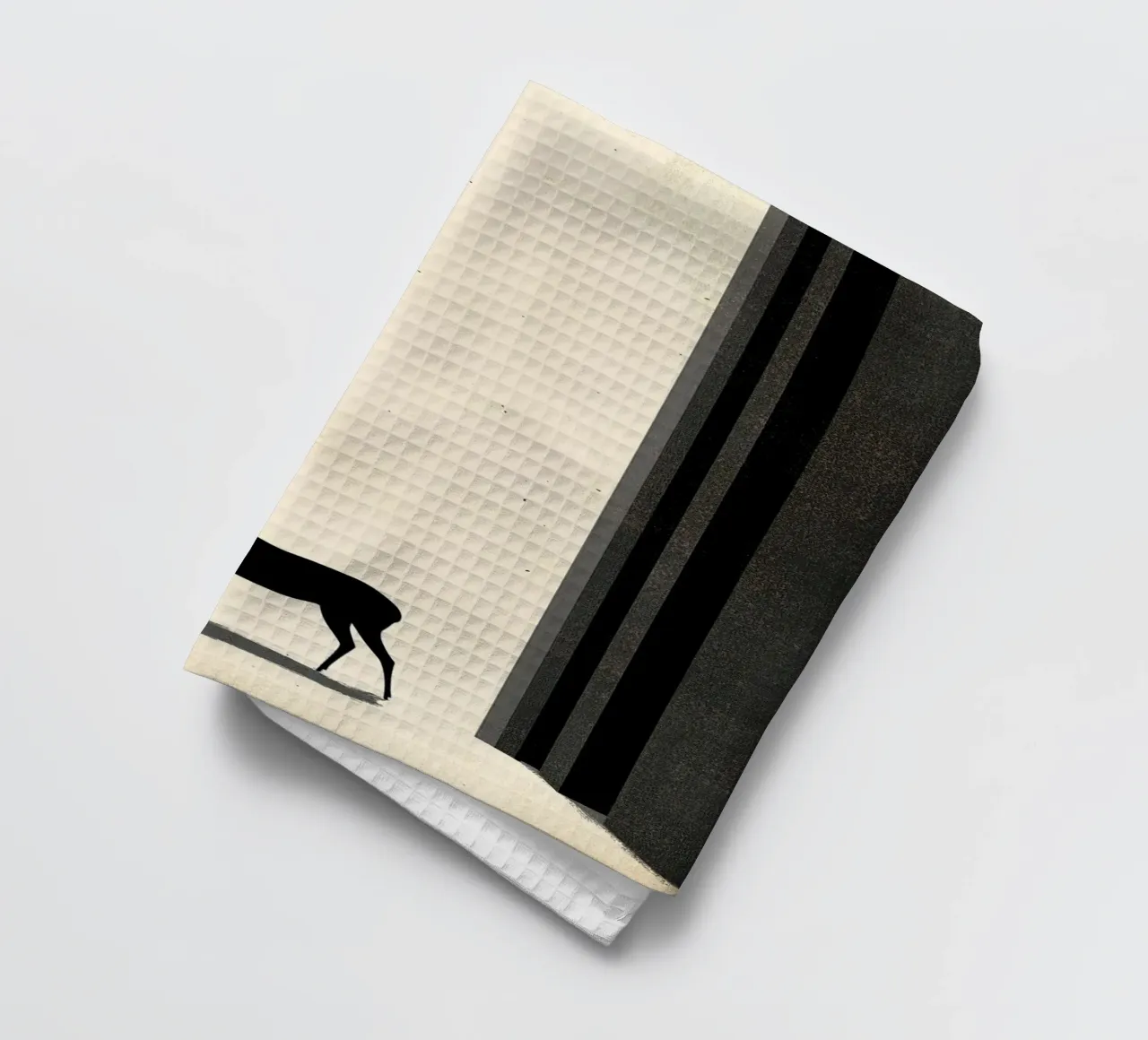 Serene Wanderer - Modern Minimalist Deer & Arches Art Print torchon de Synthaira