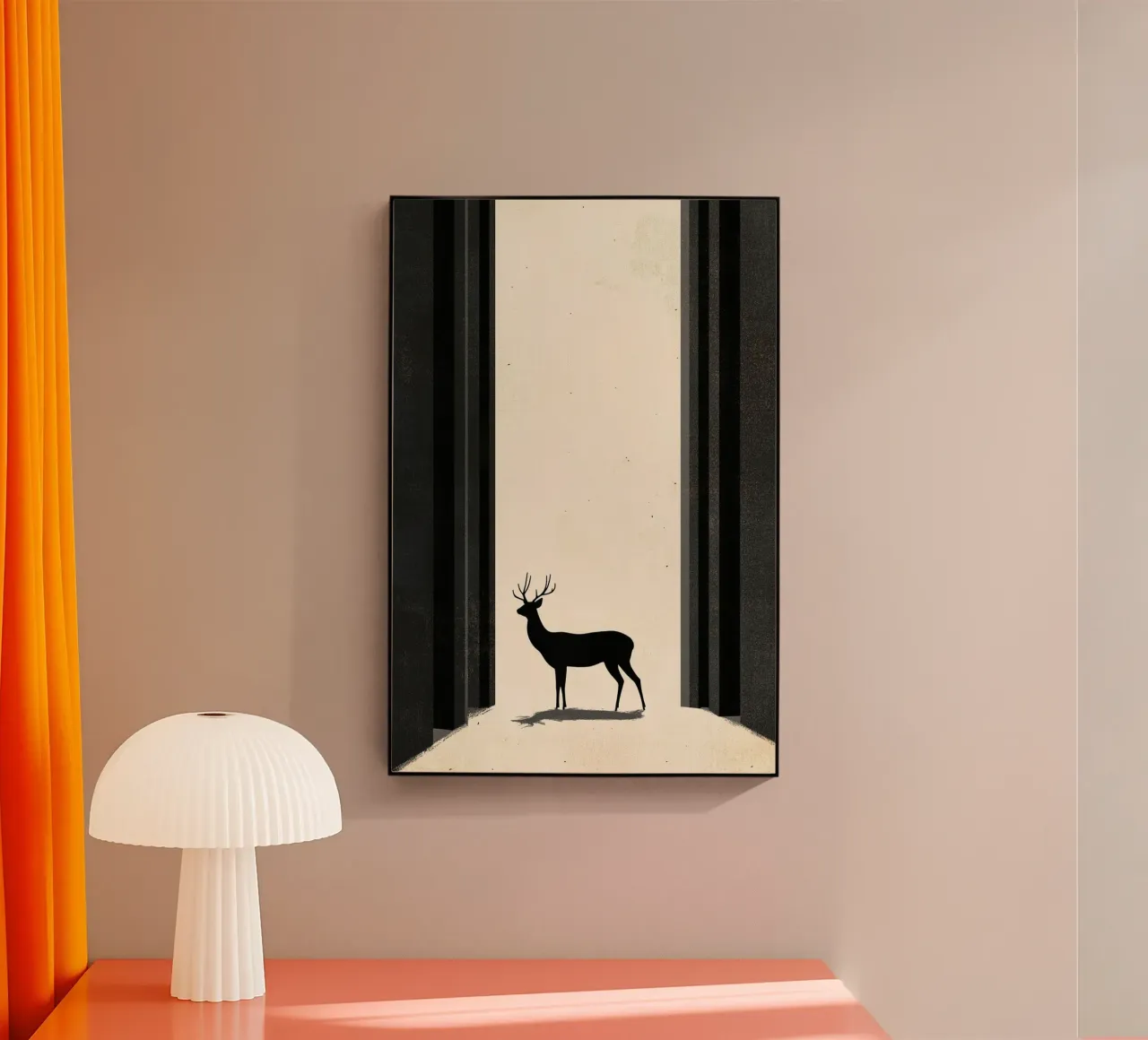 Serene Wanderer - Modern Minimalist Deer & Arches Art Print metacrilato de Synthaira