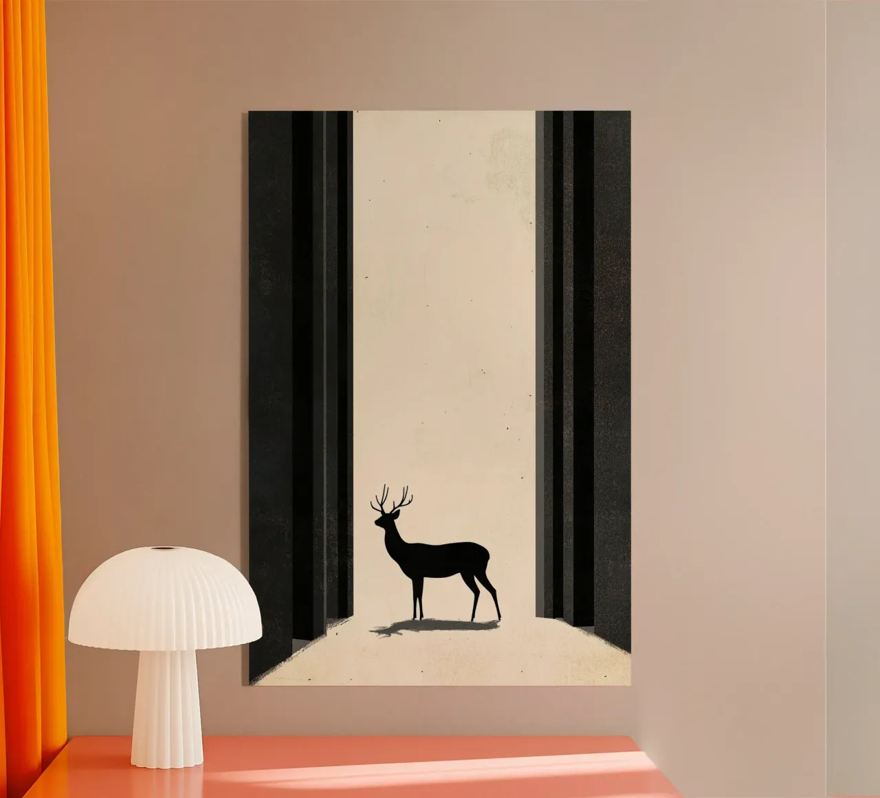 Serene Wanderer - Modern Minimalist Deer & Arches Art Print metacrilato de Synthaira