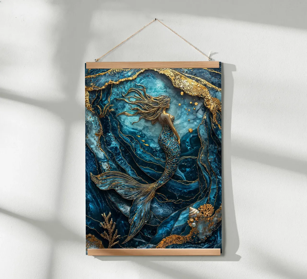Golden Tide Siren poster con telaio in plastica da Pixaverse