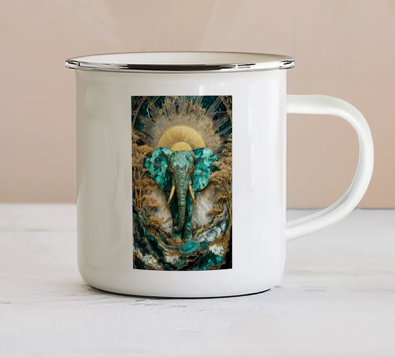 Emerald Dawn Majesty Kintsugi Art tazza in smalto da Pixaverse