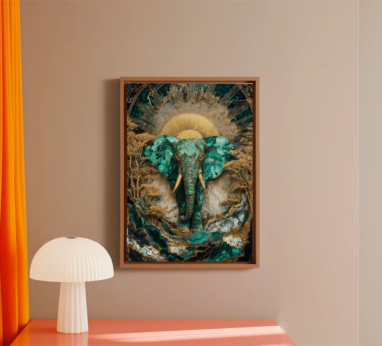 Emerald Dawn Majesty Kintsugi Art tela con Cornice a cassetta da Pixaverse