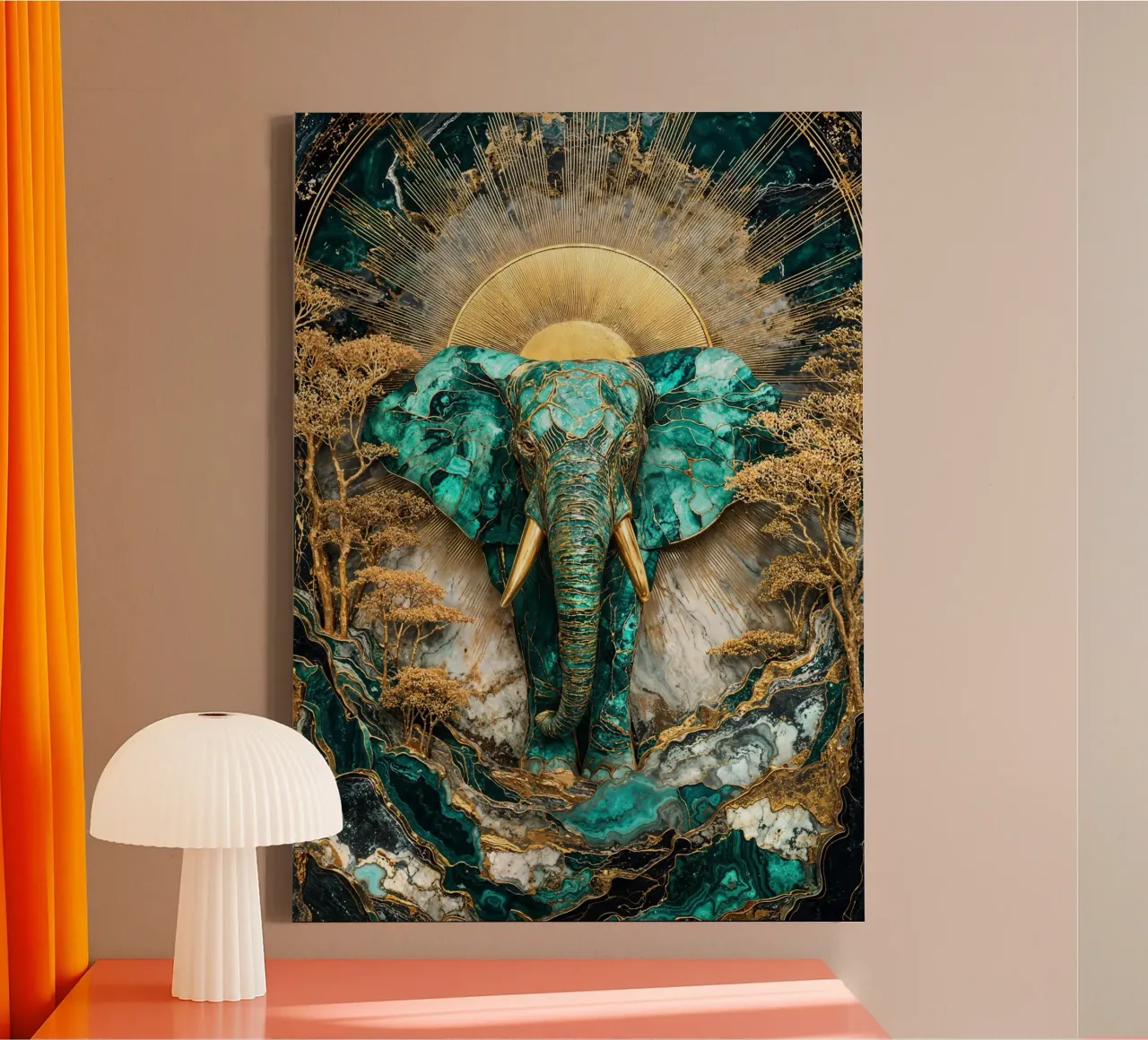 Emerald Dawn Majesty Kintsugi Art tela con Cornice a cassetta da Pixaverse