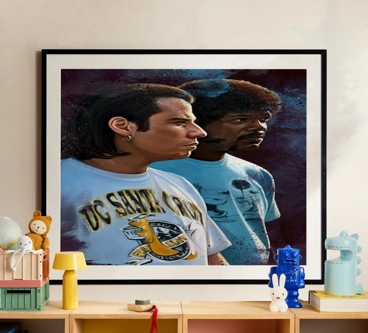 Lumache a banana, Pulp Fiction poster con telaio in alluminio da Oscar Frazier