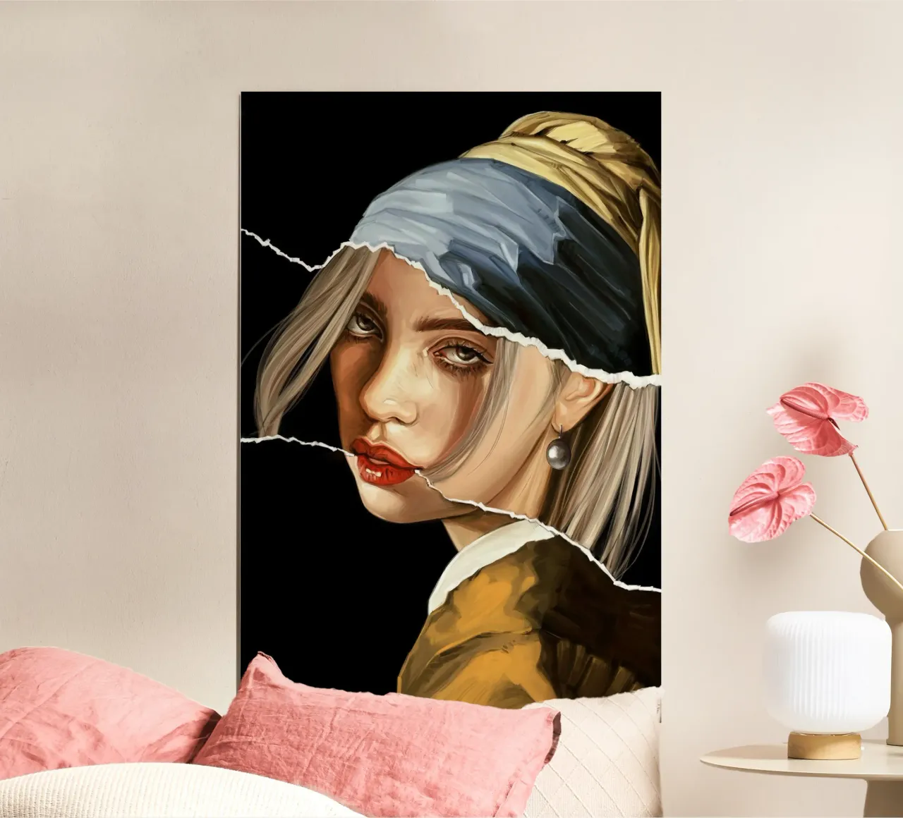 Billie Eilish mit einem Perlenohrring Poster von Oscar Frazier