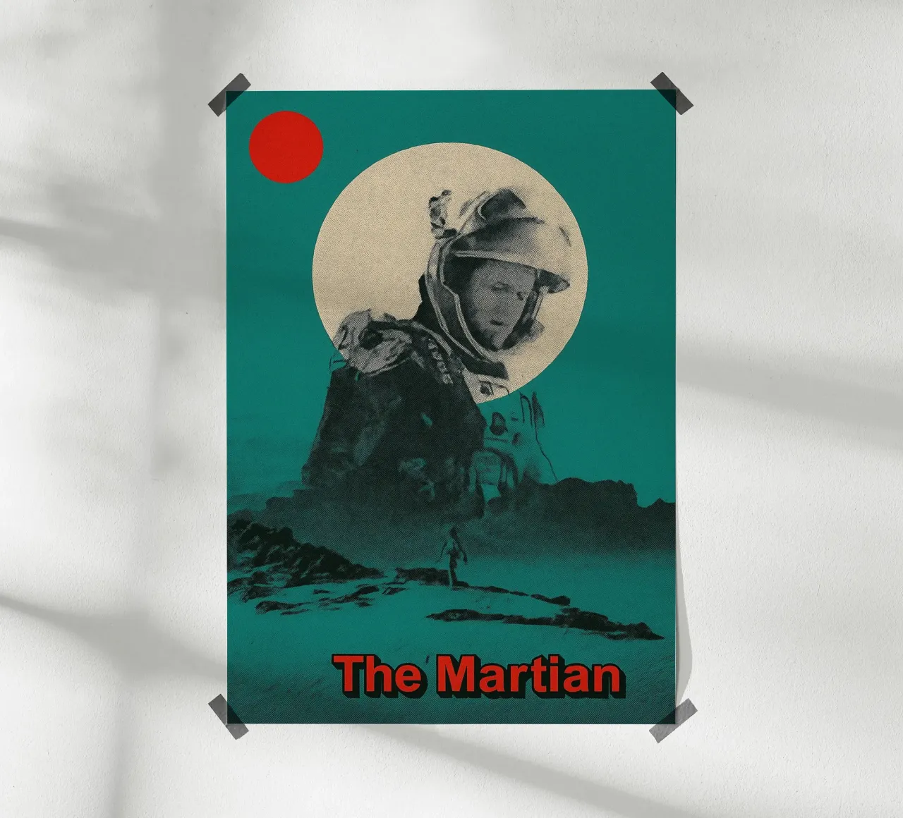 filmposter de marsmannetjes tekening poster met houten frame van groogoals