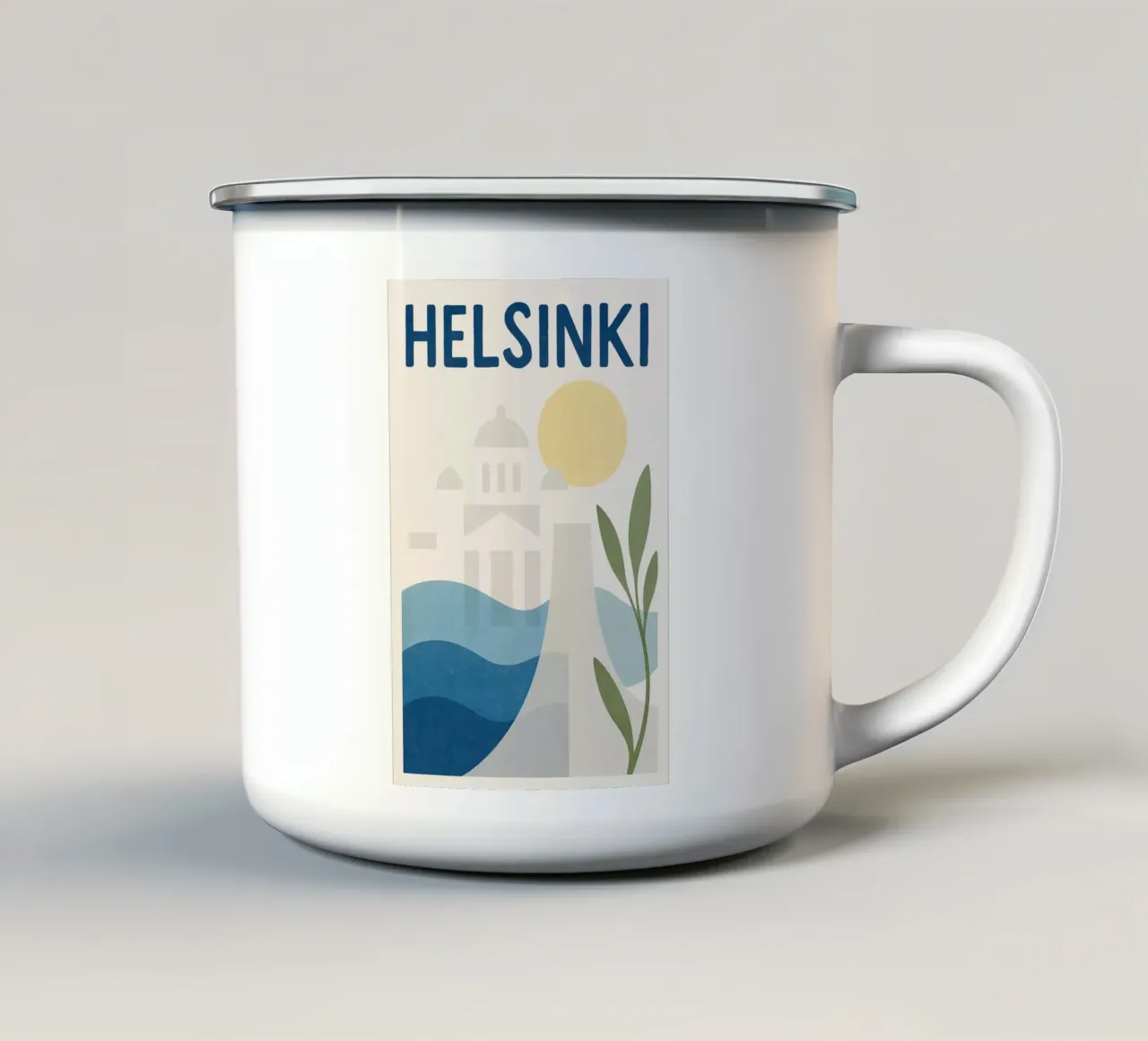 Poster di Helsinki - Poster astratto scandinavo tazza in smalto da JETLAG | affiches voyage