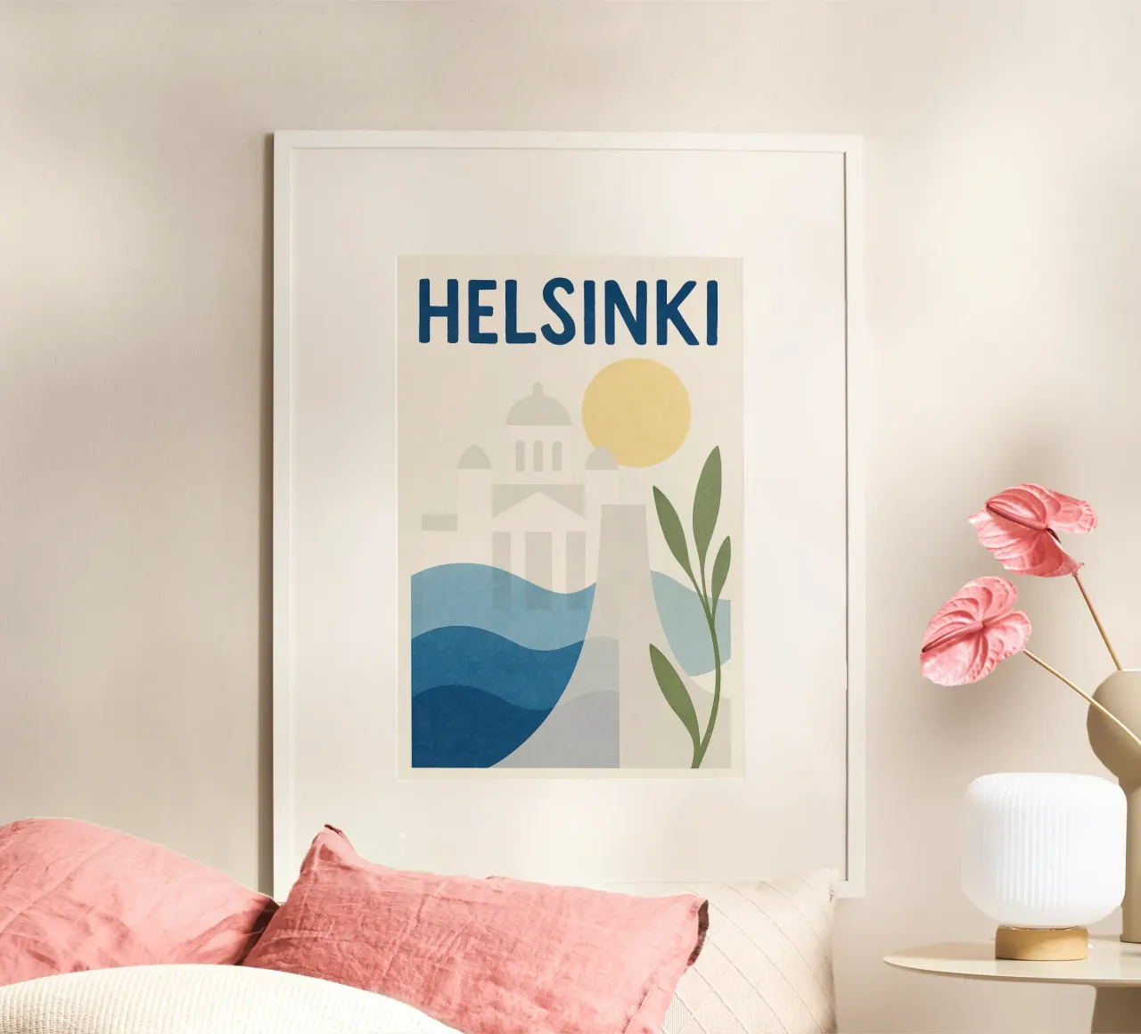 Poster di Helsinki - Poster astratto scandinavo poster con telaio in legno da JETLAG | affiches voyage