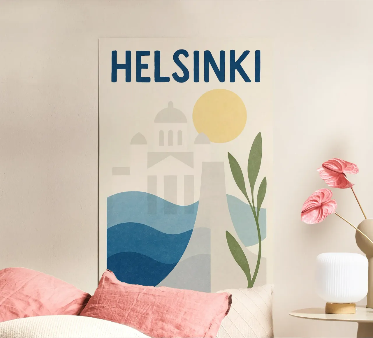 Poster di Helsinki - Poster astratto scandinavo poster con telaio in legno da JETLAG | affiches voyage