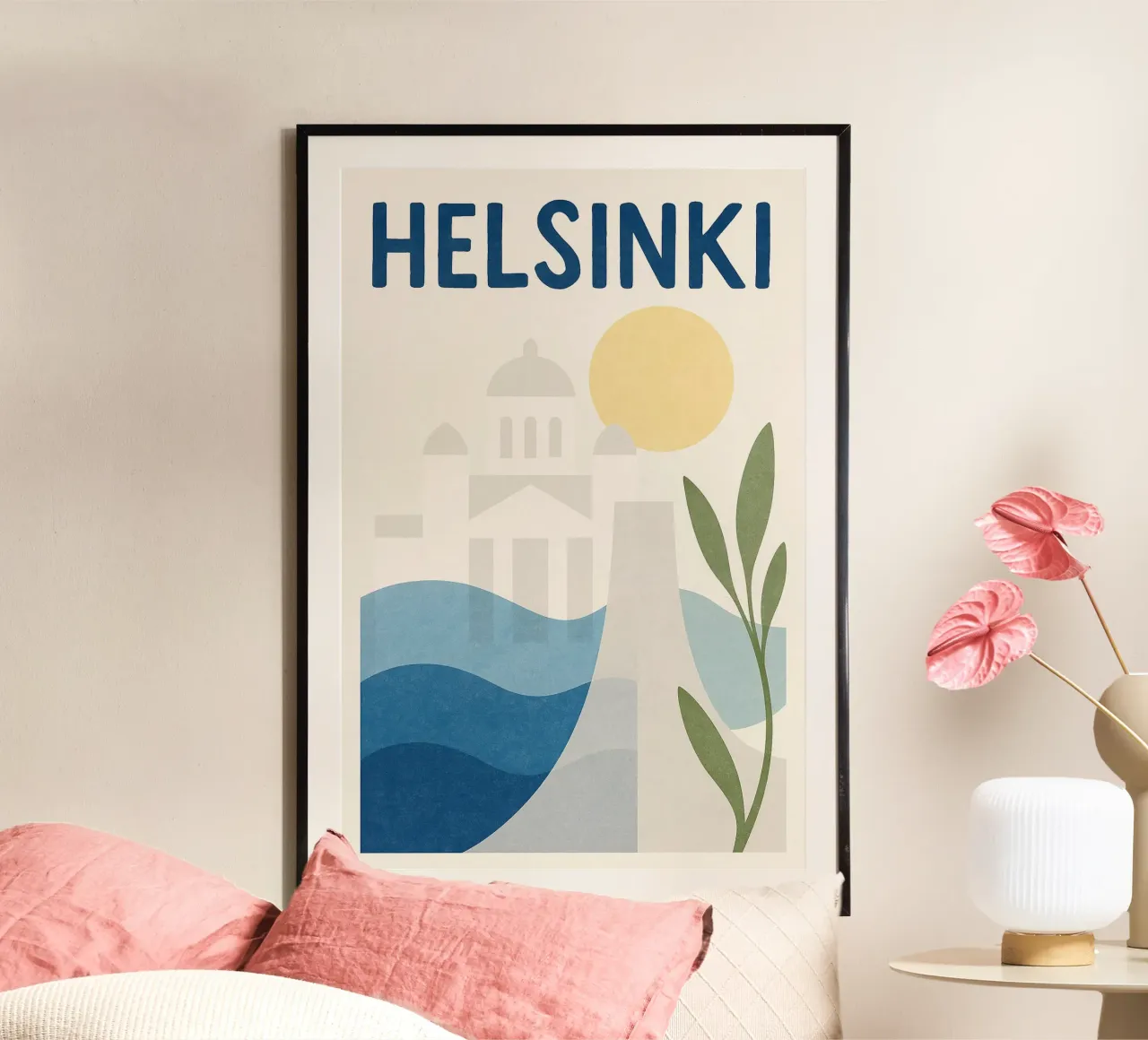 Poster di Helsinki - Poster astratto scandinavo poster con telaio in legno da JETLAG | affiches voyage