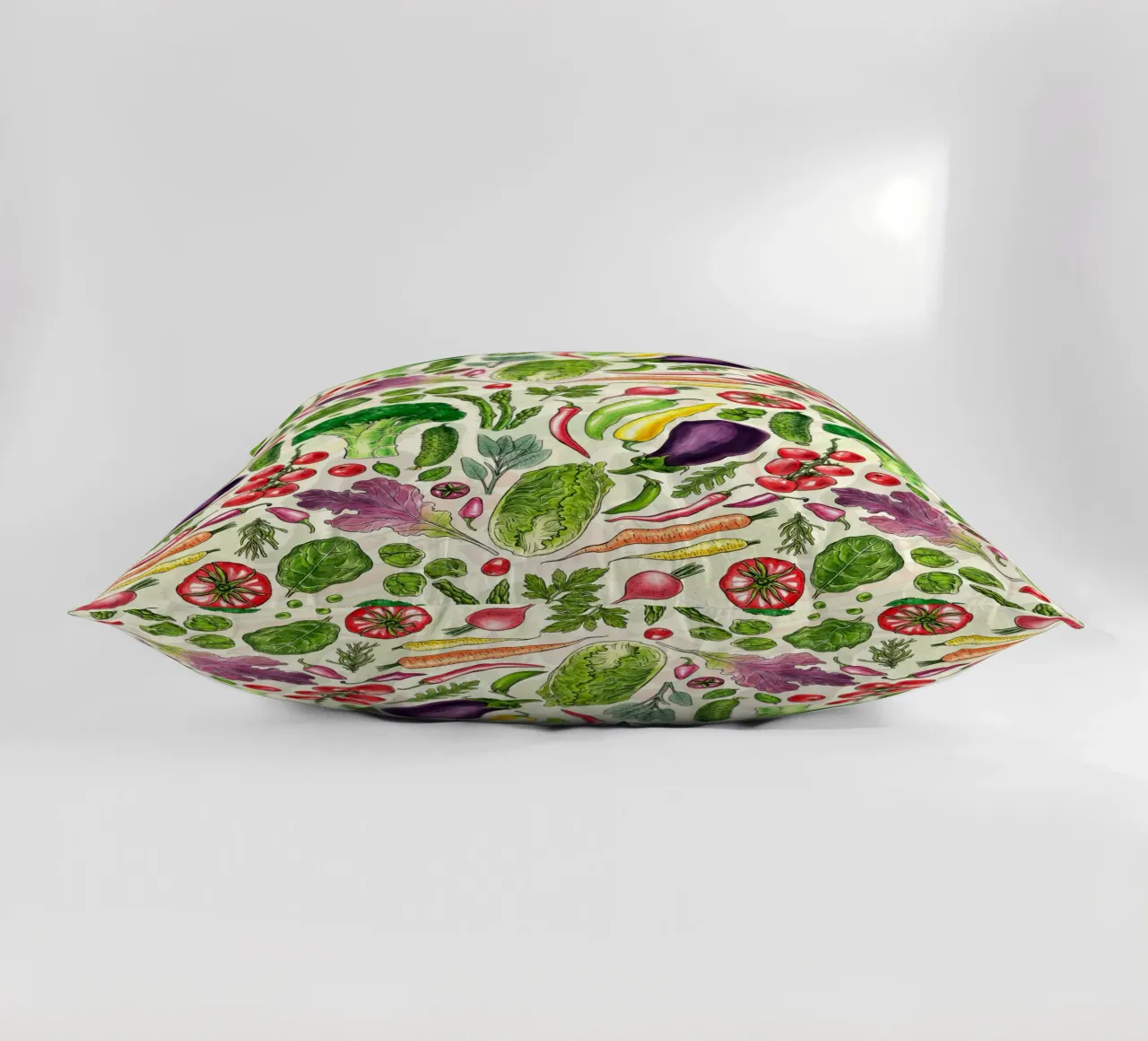 Raccolta di verdure ed erbe aromatiche in bianco e nero cuscino da Painted Nature