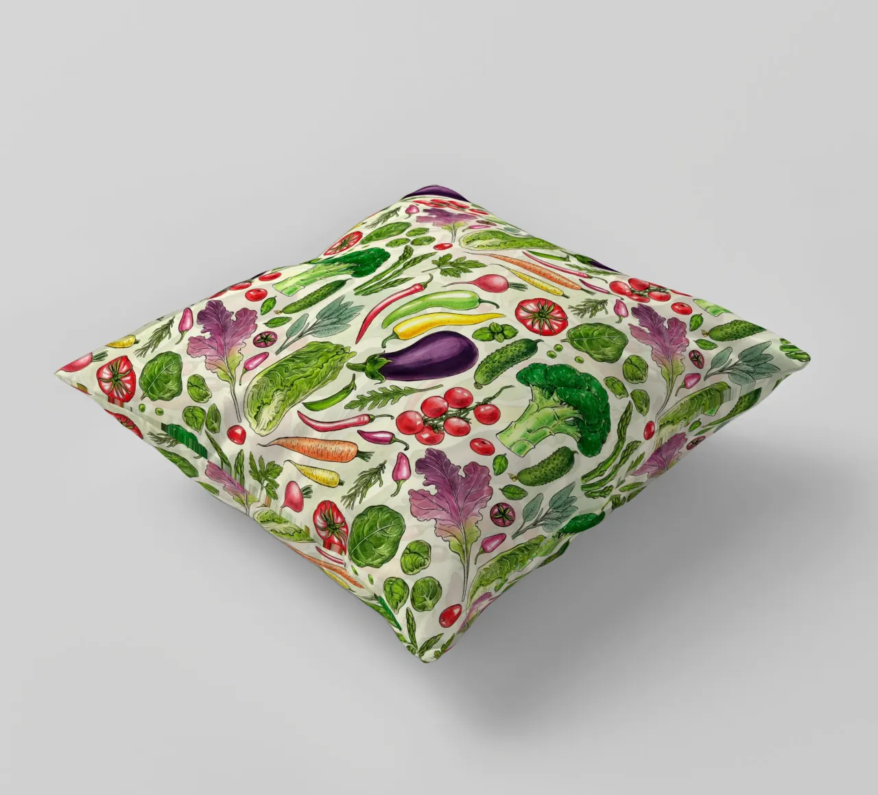 Raccolta di verdure ed erbe aromatiche in bianco e nero cuscino da Painted Nature