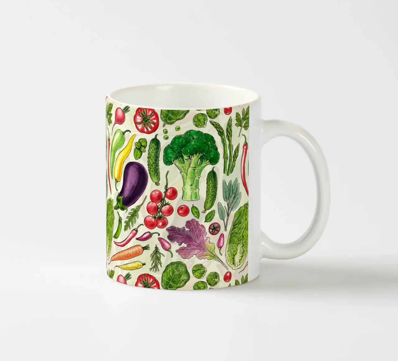 Raccolta di verdure ed erbe aromatiche in bianco e nero tazza in ceramica da Painted Nature