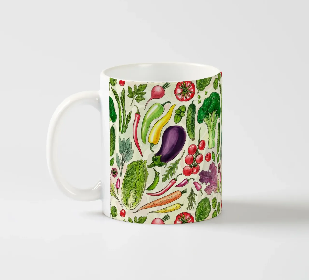 Raccolta di verdure ed erbe aromatiche in bianco e nero tazza in ceramica da Painted Nature