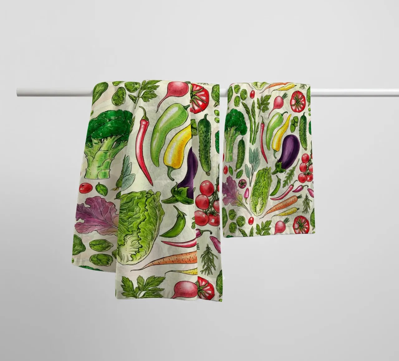 Raccolta di verdure ed erbe aromatiche in bianco e nero asciugamano da bagno da Painted Nature