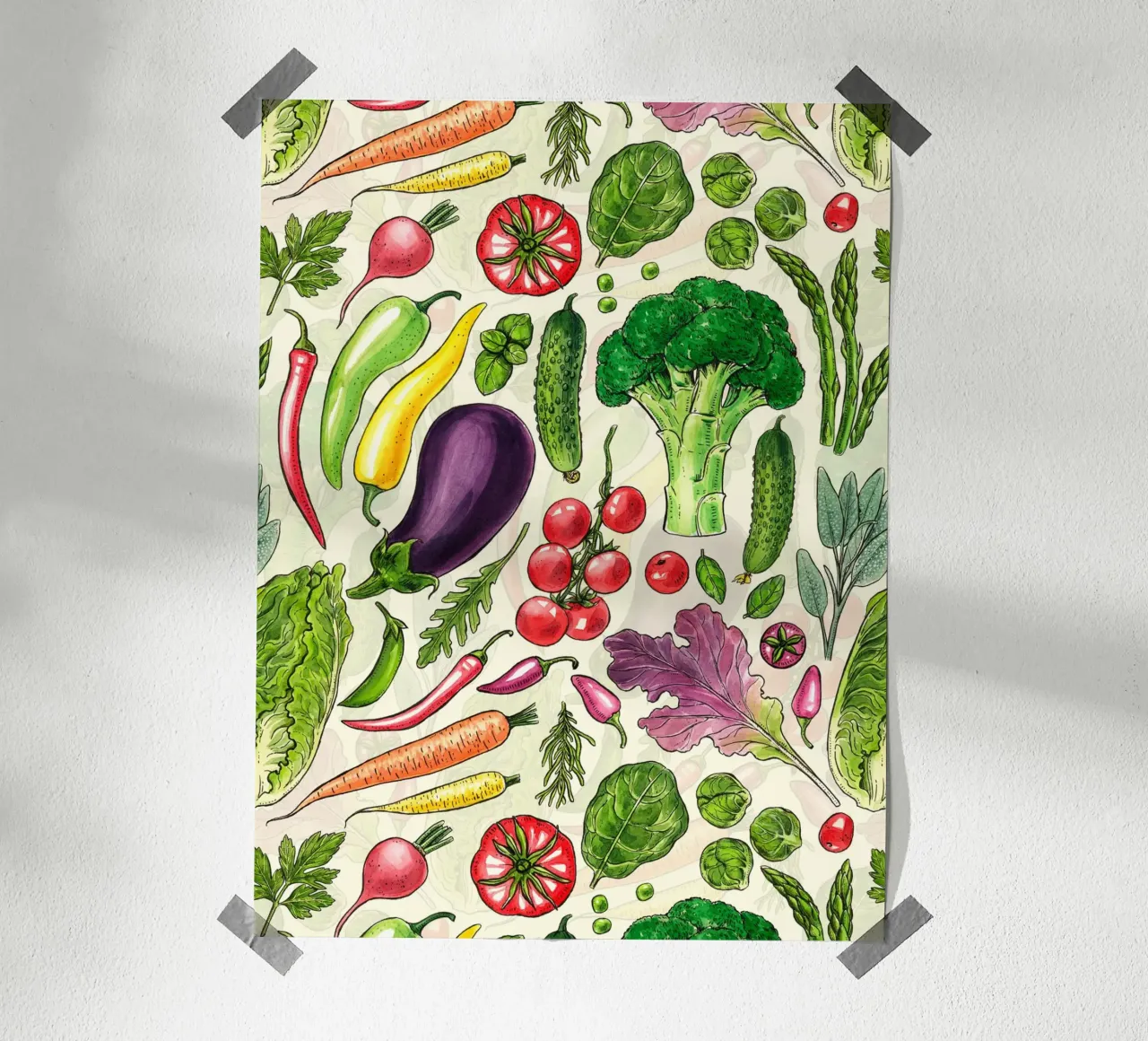 Raccolta di verdure ed erbe aromatiche in bianco e nero carta hahnemühle da Painted Nature