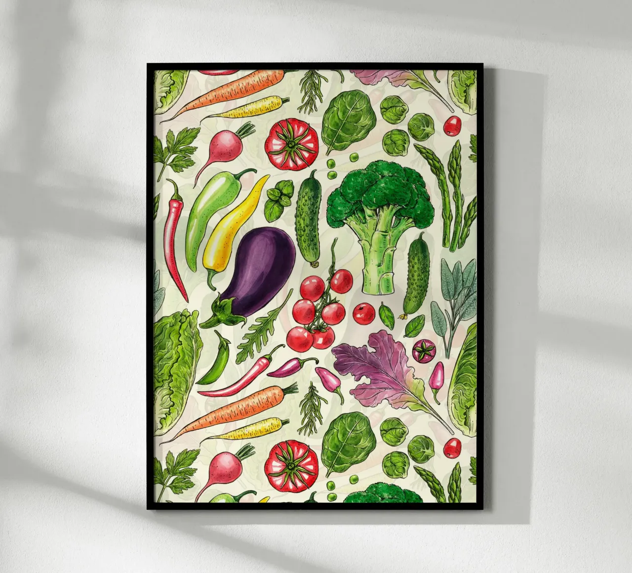 Raccolta di verdure ed erbe aromatiche in bianco e nero carta hahnemühle da Painted Nature