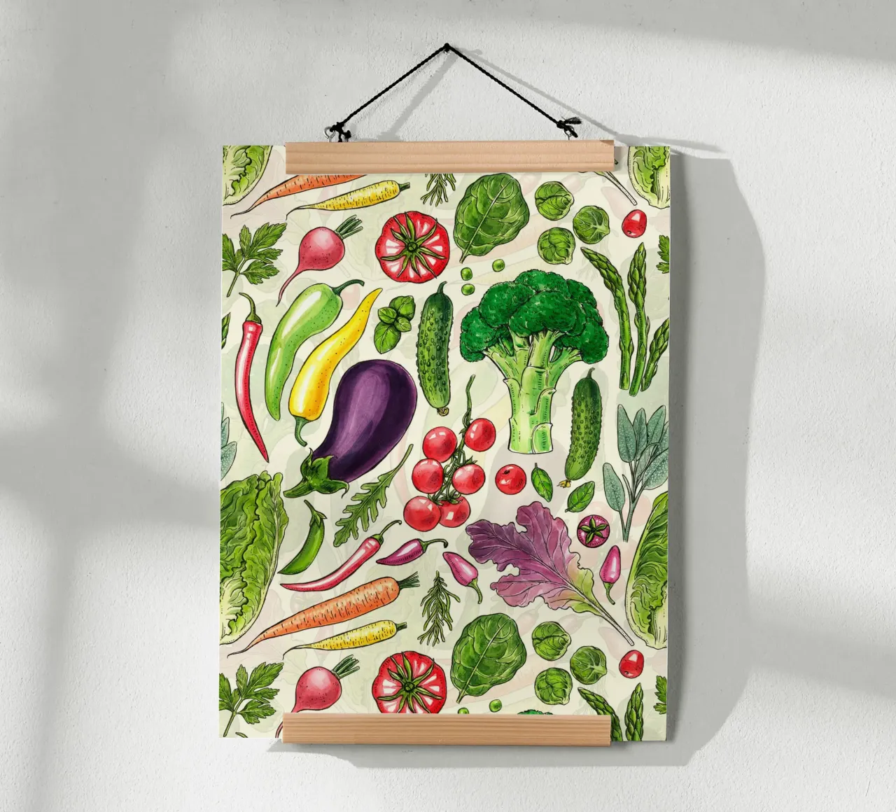 Raccolta di verdure ed erbe aromatiche in bianco e nero carta hahnemühle da Painted Nature